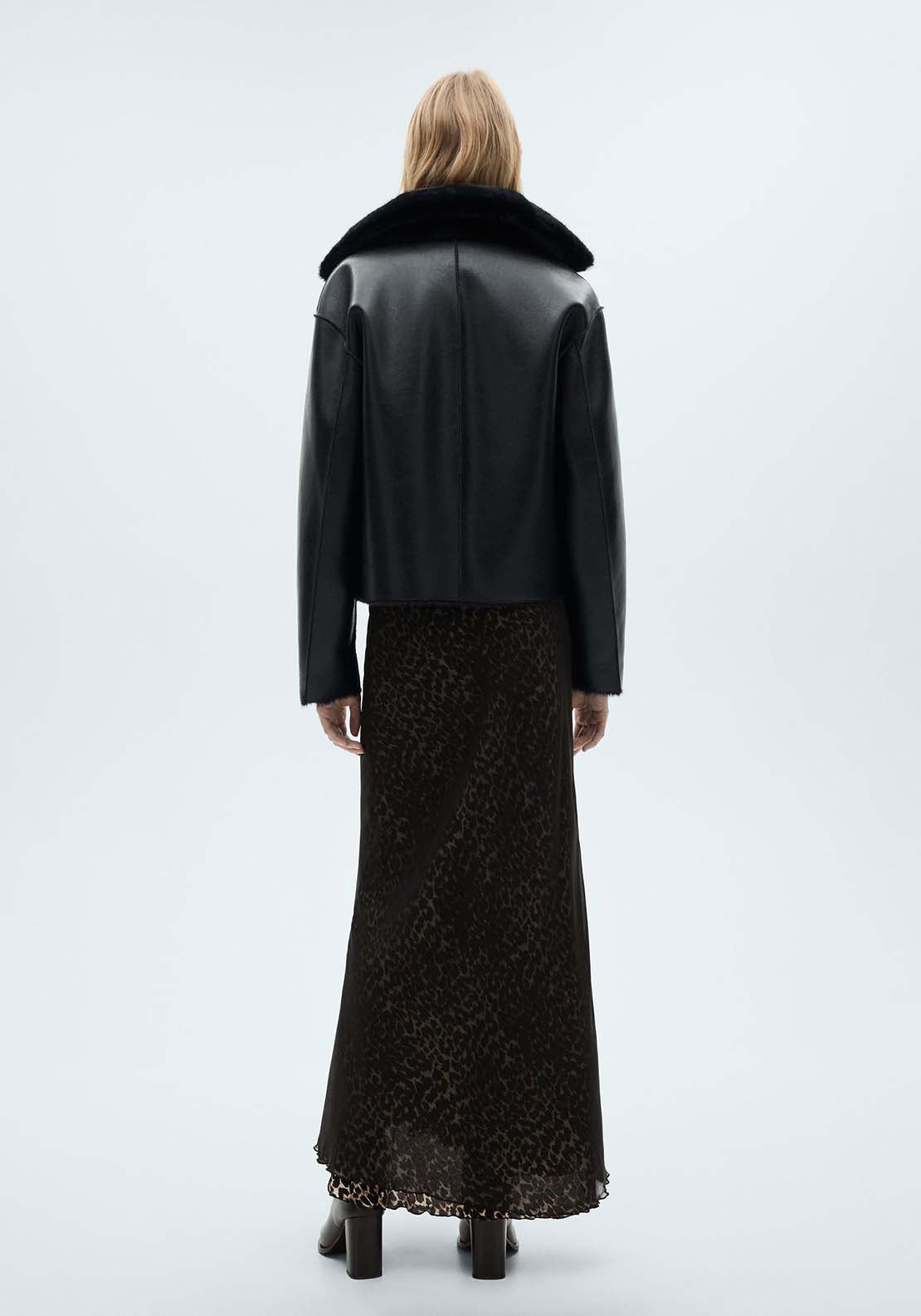 Mango Leopard flared skirt - Black 3 Shaws Department Stores