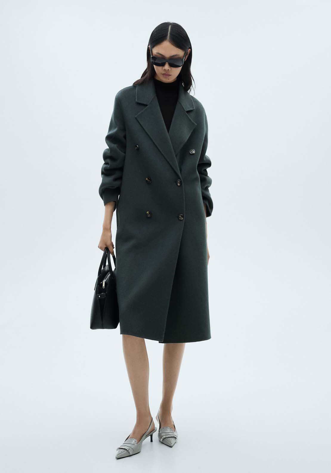 Mango Handmade oversized wool coat - Dark Blue 1 Shaws Department Stores