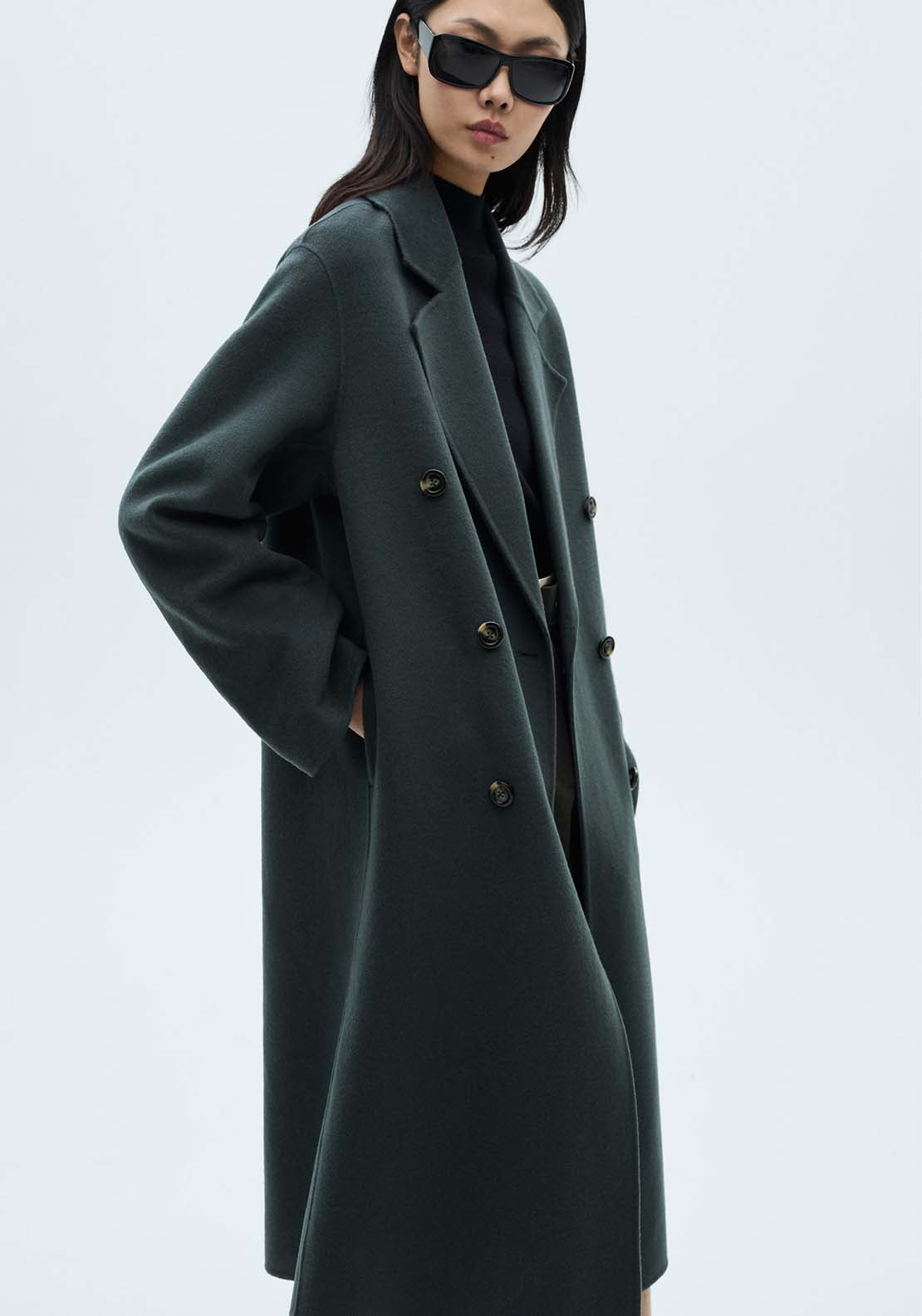 Mango Handmade oversized wool coat - Dark Blue 2 Shaws Department Stores