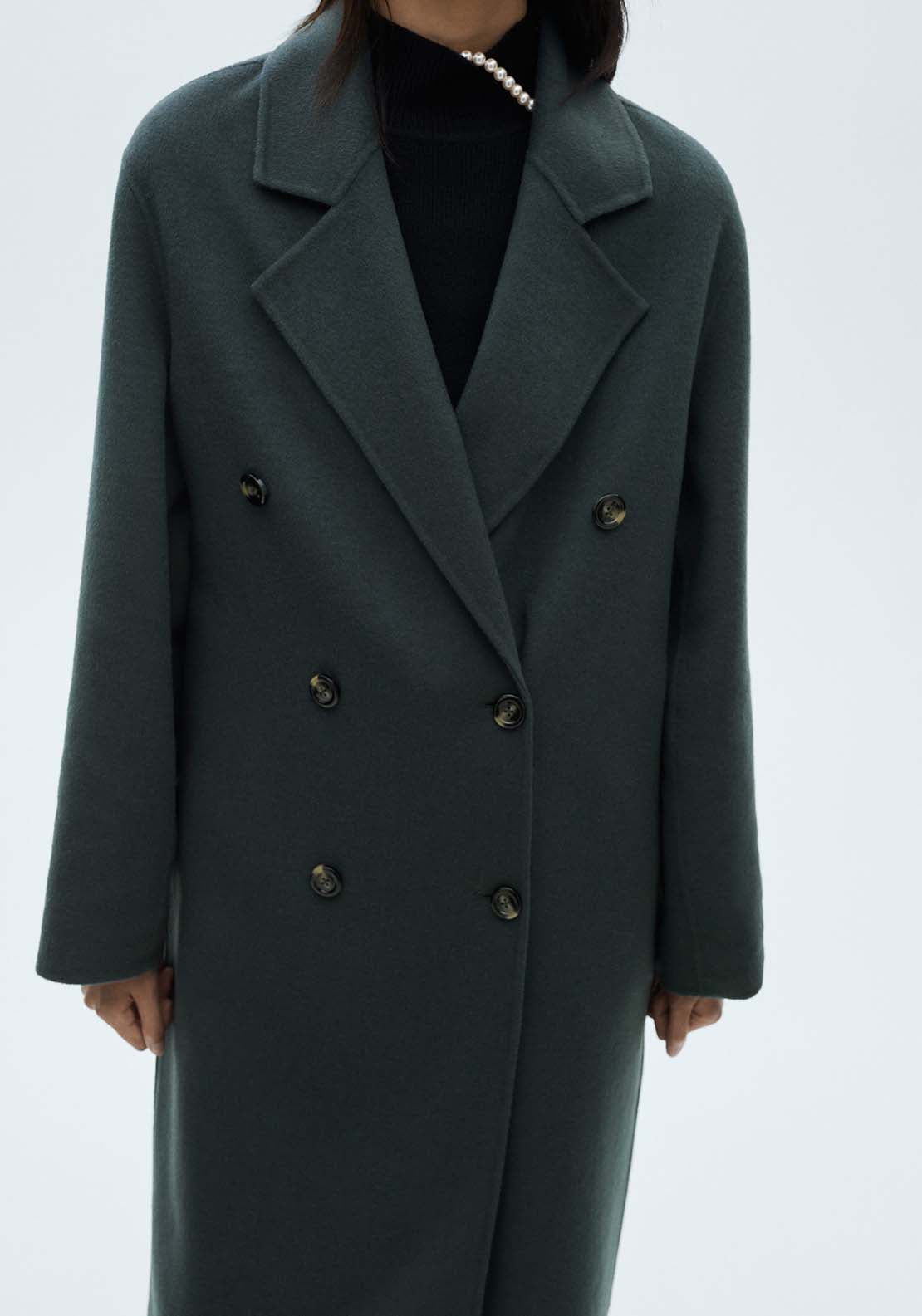 Mango Handmade oversized wool coat - Dark Blue 4 Shaws Department Stores