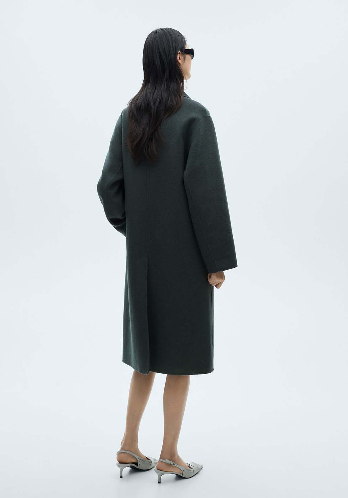 Mango Handmade oversized wool coat - Dark Blue 3 Shaws Department Stores