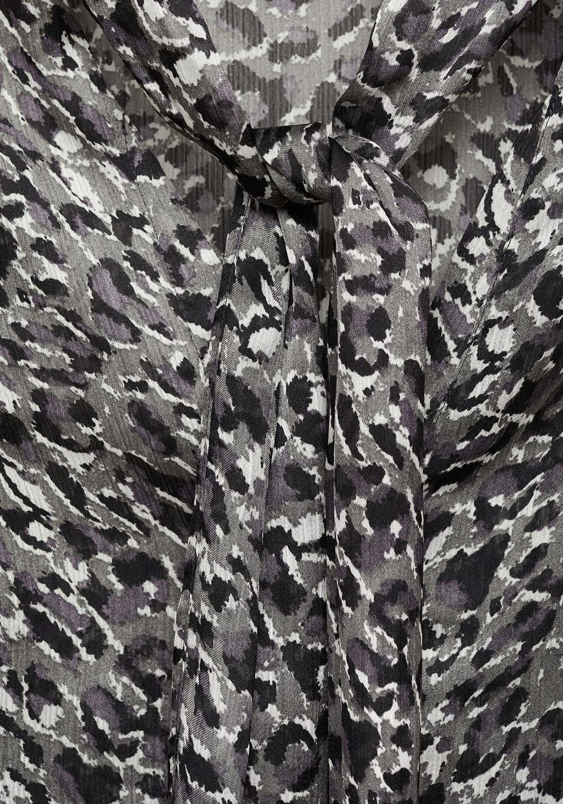 Mango Leopard-print blouse with collar and bow - Black 5 Shaws Department Stores