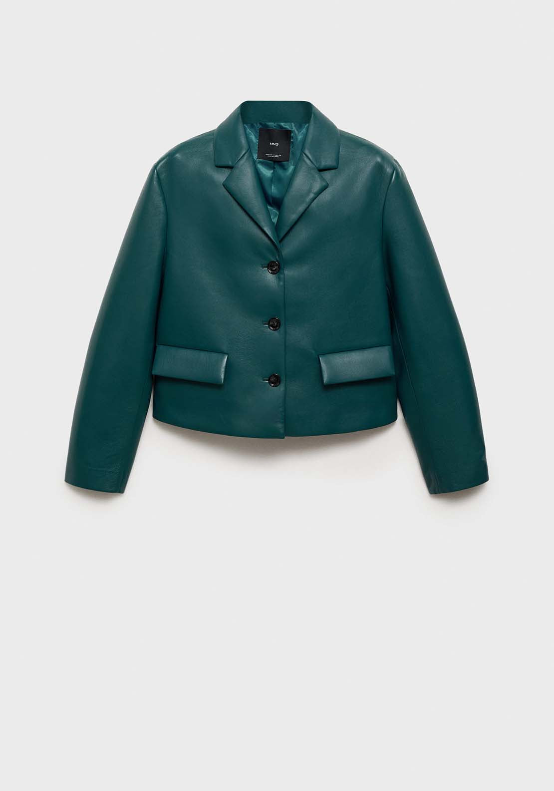 Mango Leather effect quilted jacket - Medium Blue 8 Shaws Department Stores