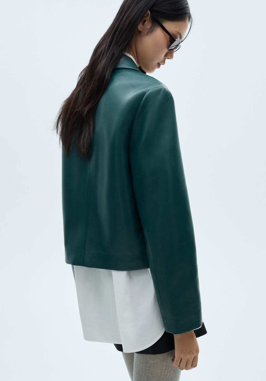 Mango Leather effect quilted jacket - Medium Blue 3 Shaws Department Stores