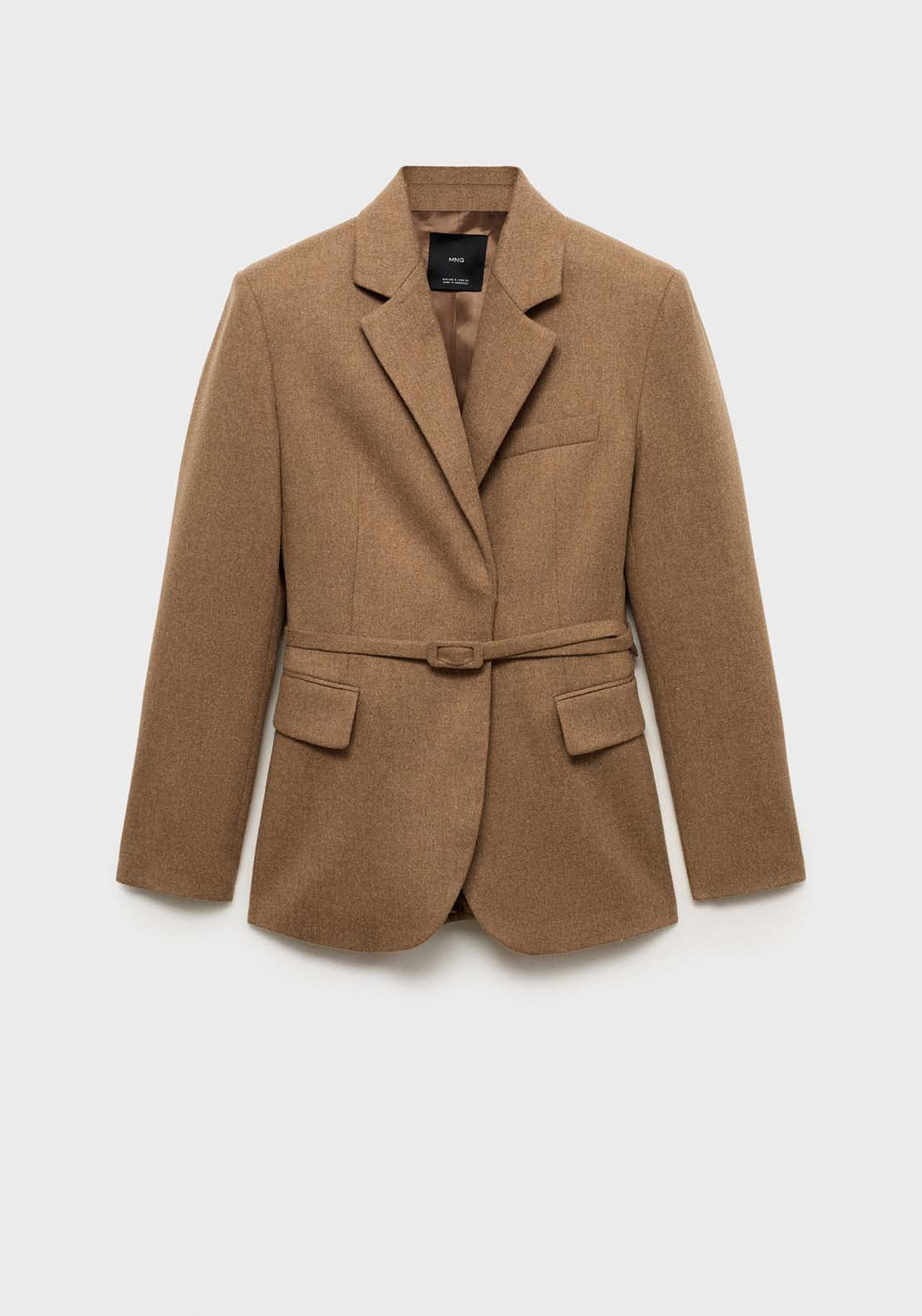 Mango Wool-blend suit jacket - Medium Brown 7 Shaws Department Stores