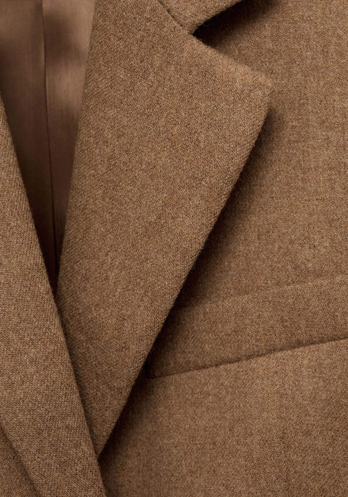 Mango Wool-blend suit jacket - Medium Brown 6 Shaws Department Stores