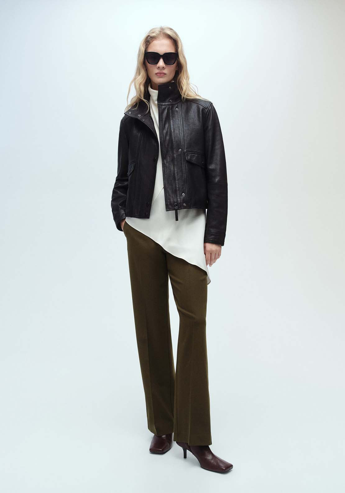 Mango Long Trousers With Belt Loops - Beige/khaki 3 Shaws Department Stores