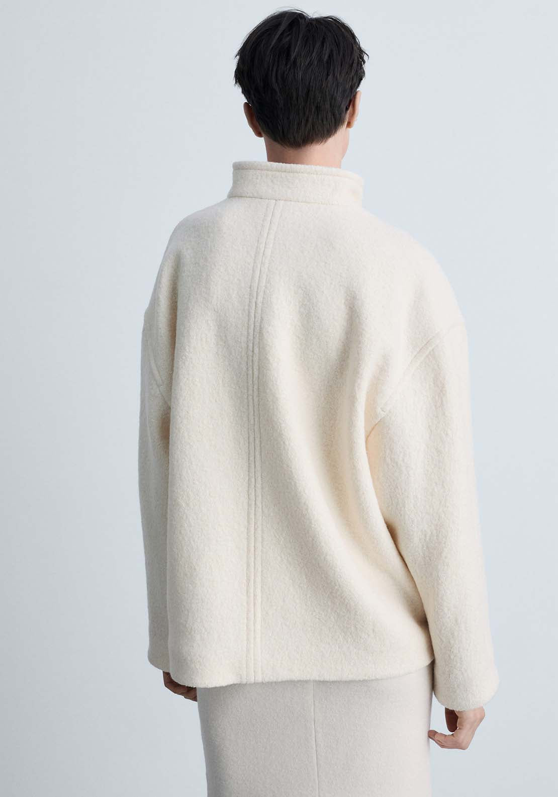 Mango Turtleneck wool jacket - Light Beige 3 Shaws Department Stores