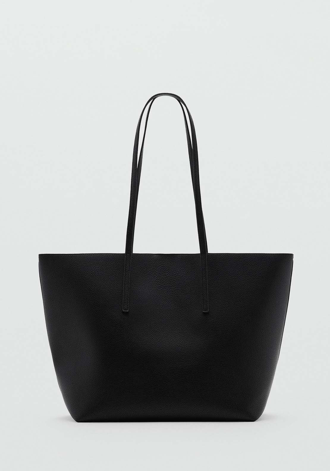 Mango Pebbled effect shopper bag - Black 1 Shaws Department Stores