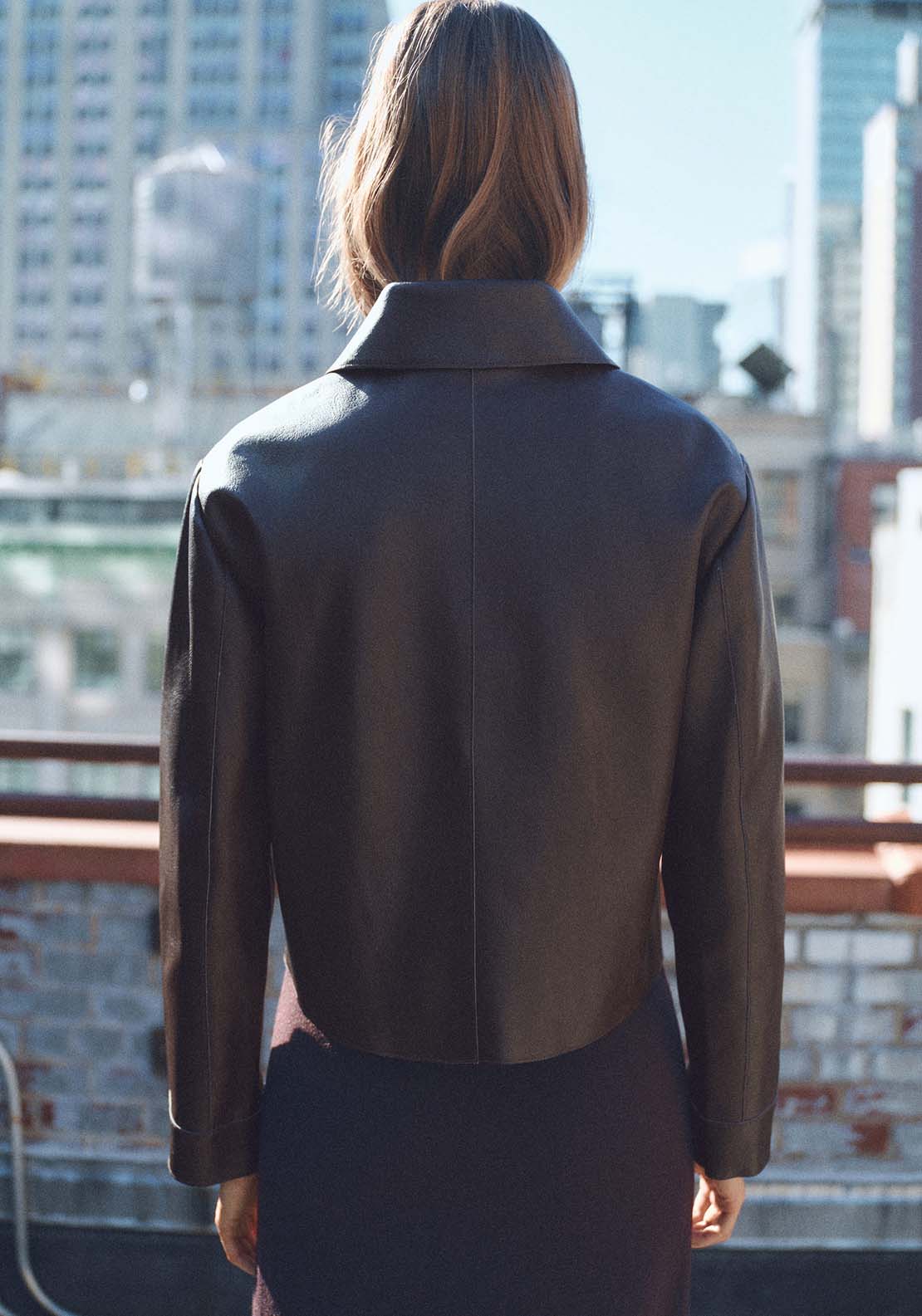 Mango Leather-effect jacket with pockets - Brown 4 Shaws Department Stores