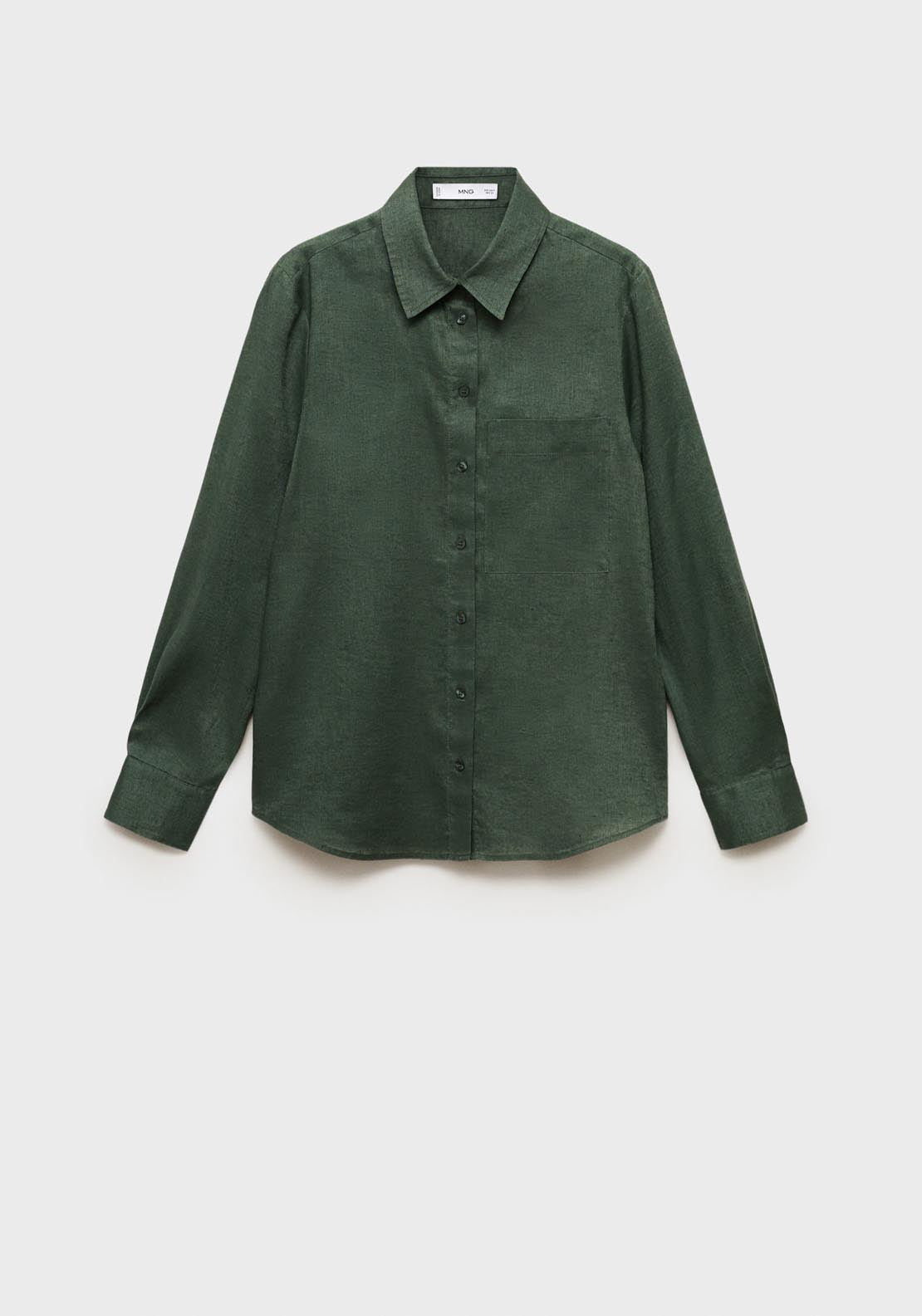 Mango Pocket Linen Shirt - Green 7 Shaws Department Stores
