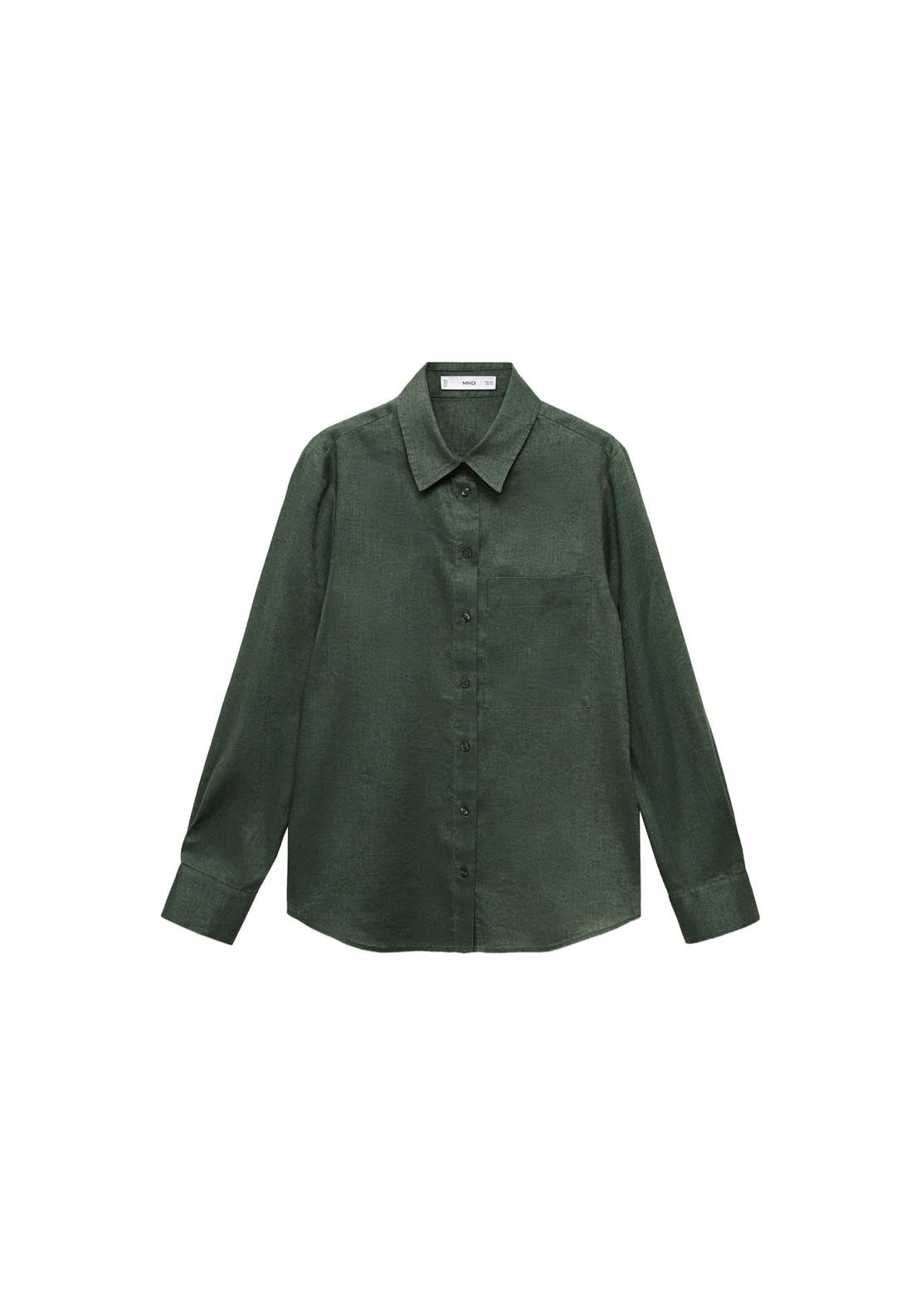 Mango Pocket Linen Shirt - Green 8 Shaws Department Stores