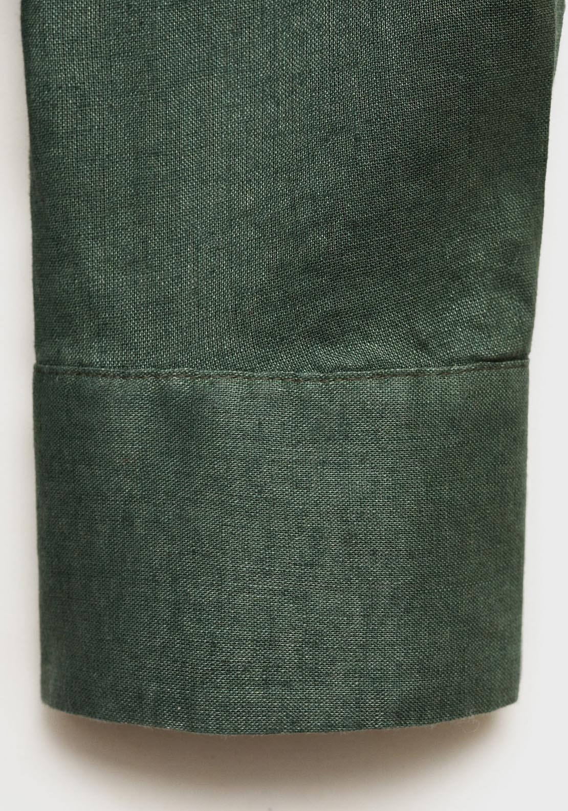 Mango Pocket Linen Shirt - Green 9 Shaws Department Stores