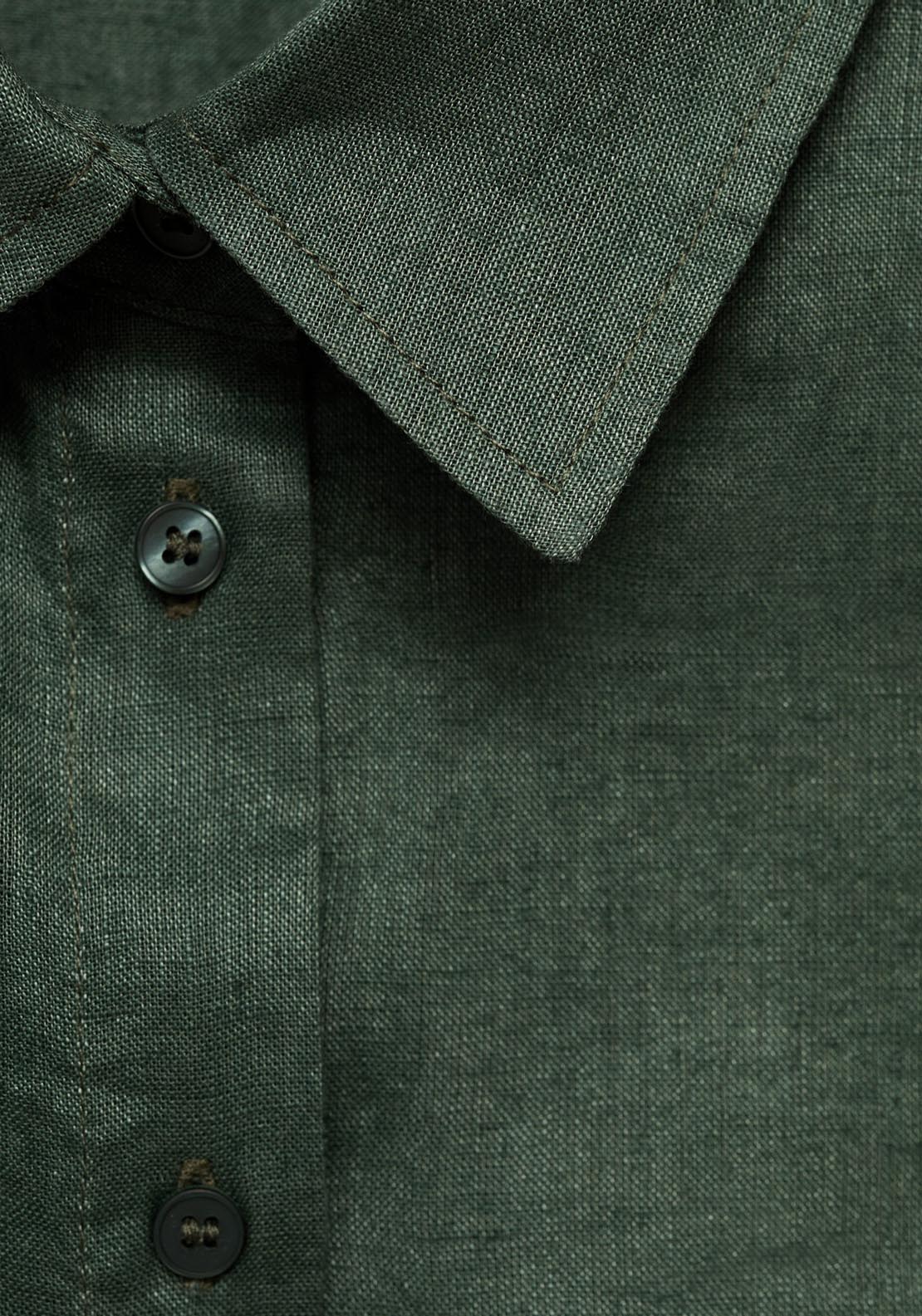 Mango Pocket Linen Shirt - Green 6 Shaws Department Stores