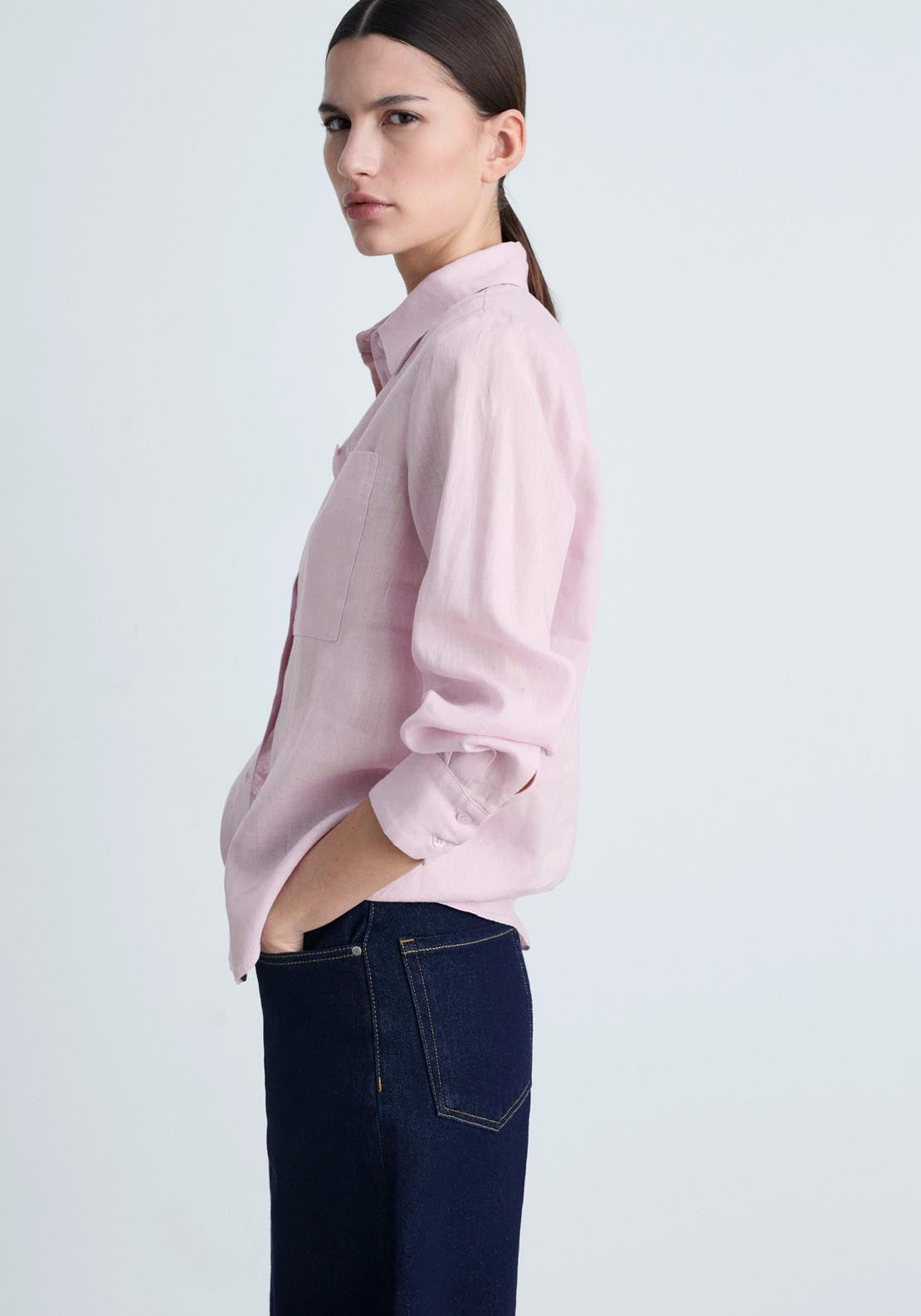 Mango Pocket Linen Shirt - Light/pastel Purple 3 Shaws Department Stores