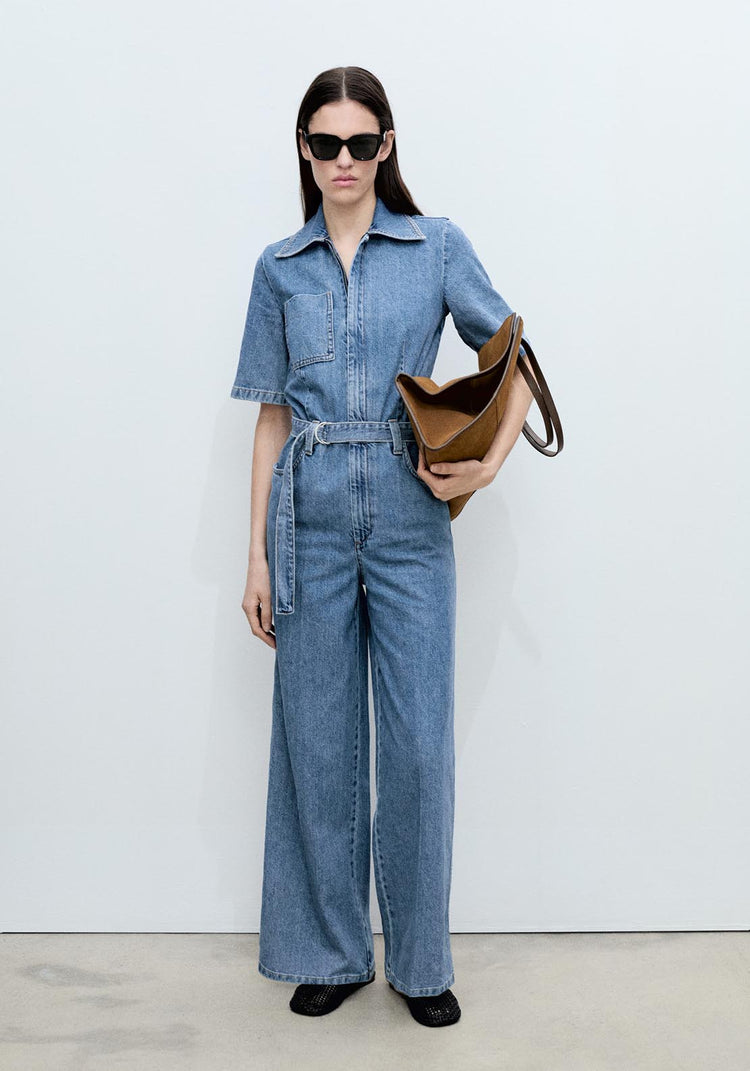 Mango Denim jumpsuit belt - Open Blue 1 Shaws Department Stores