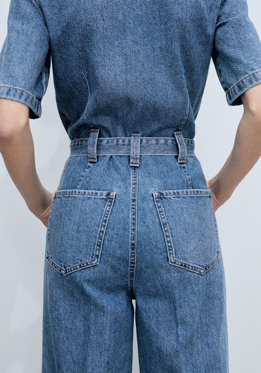 Mango Denim jumpsuit belt - Open Blue 5 Shaws Department Stores