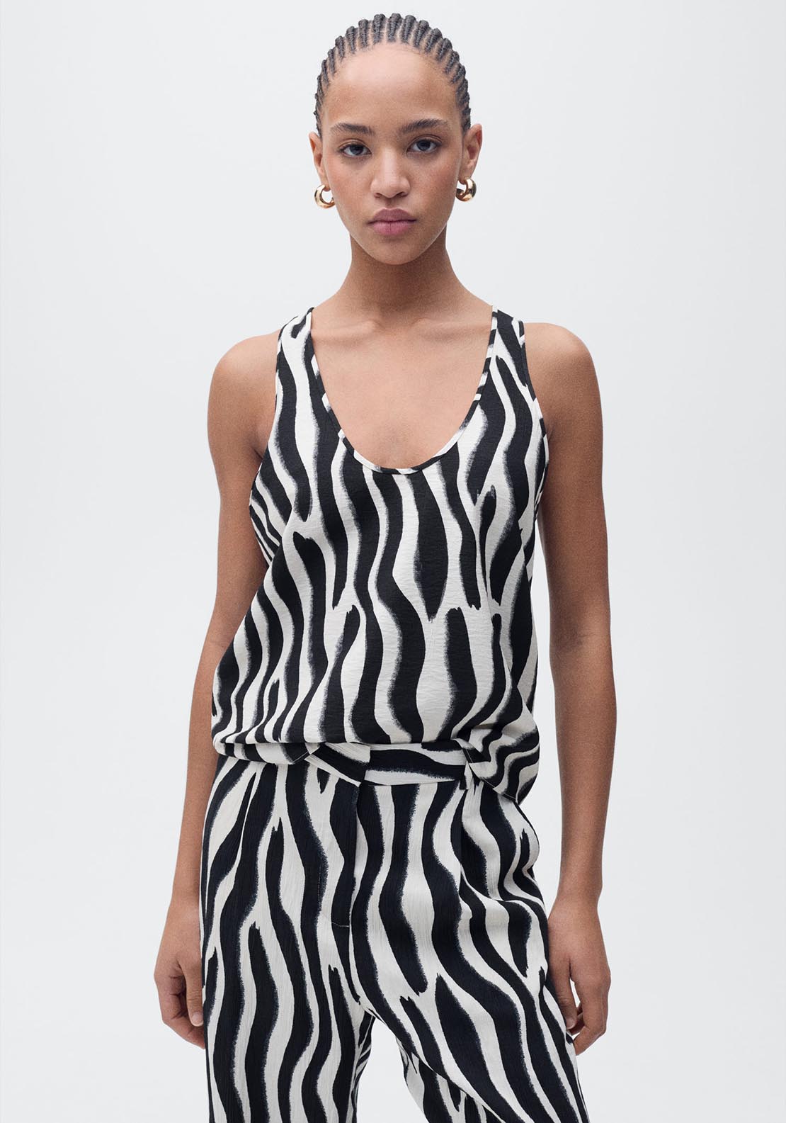 Mango Zebra print straight trousers - Black 5 Shaws Department Stores