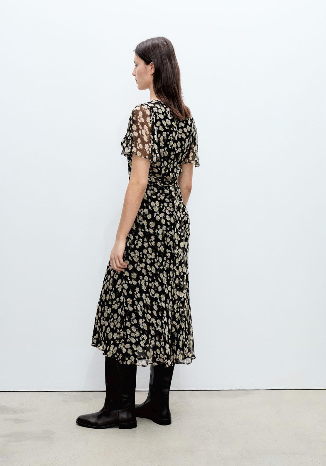 Mango Floral print straight midi dress - Black 3 Shaws Department Stores