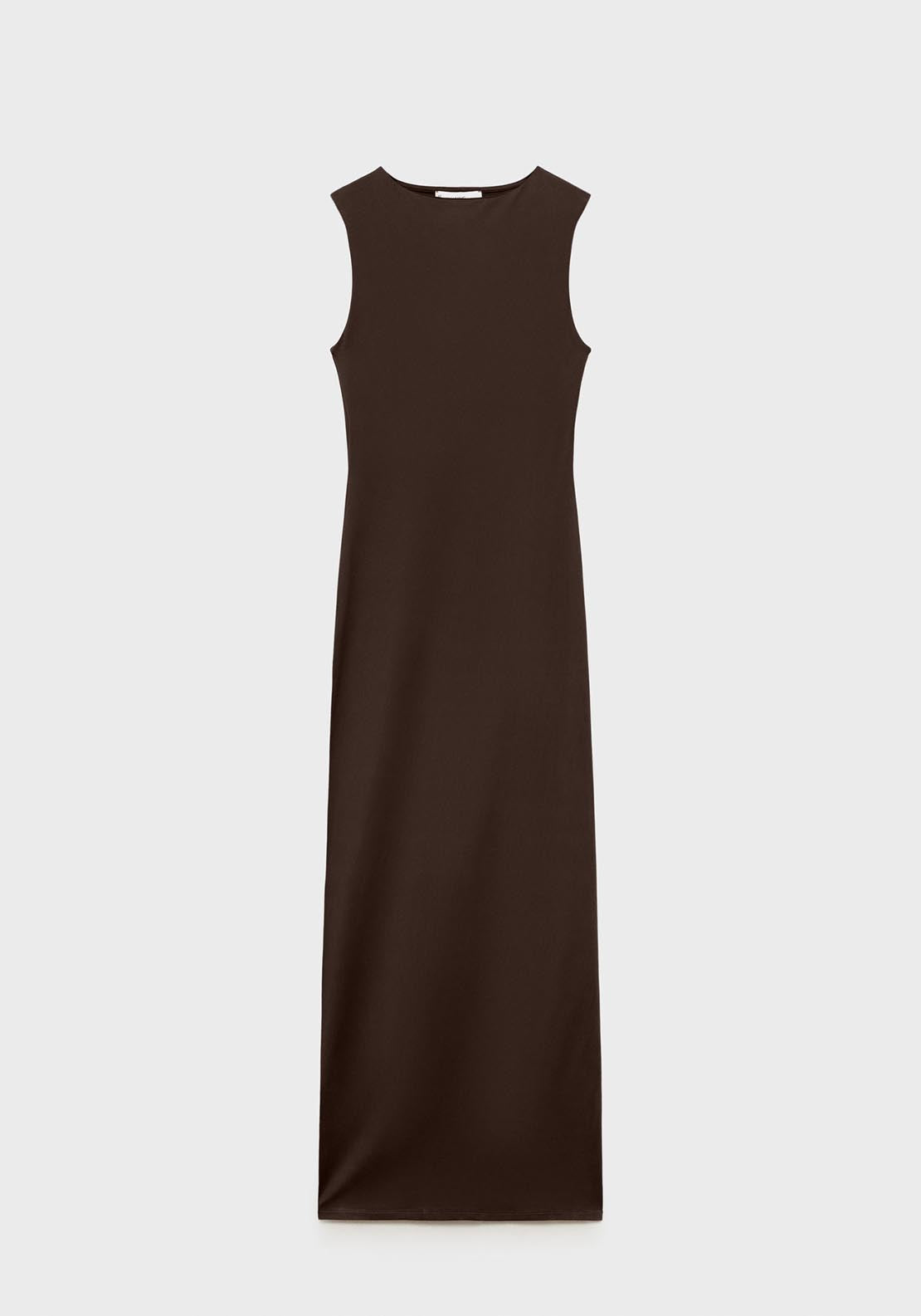 Mango Long dress with back opening - Brown 7 Shaws Department Stores