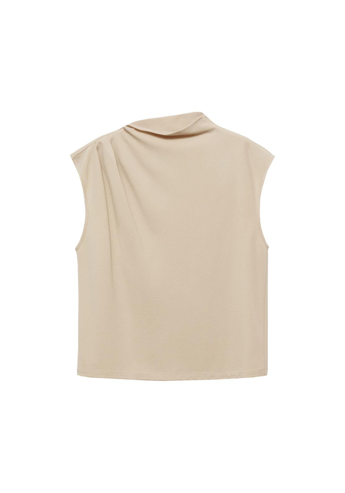 Mango T-Shirt With Gathered Asymmetrical Neck - Light/pastel Brown 10 Shaws Department Stores
