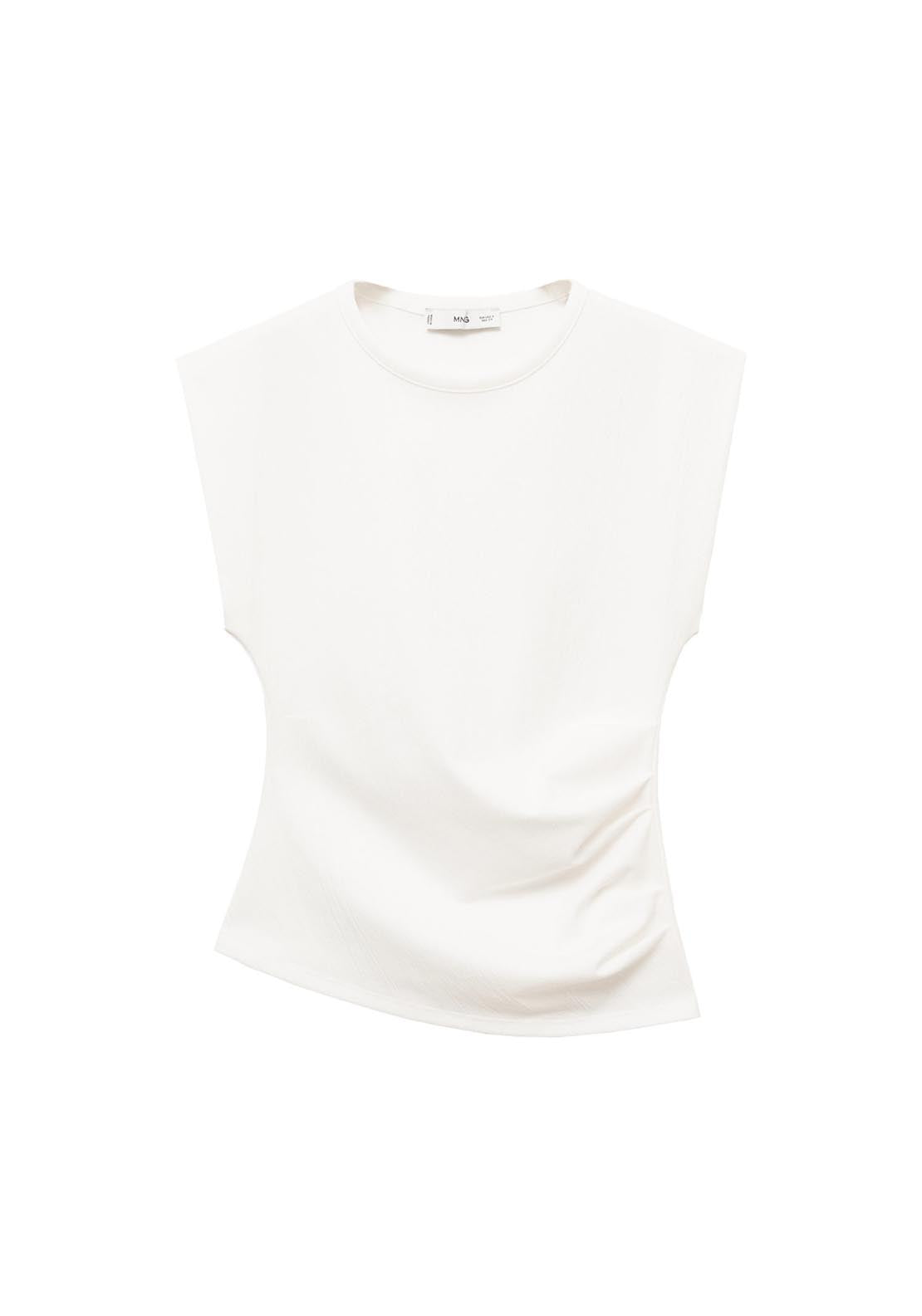 Mango Zebra Print Draped Sleeveless T-Shirt - Beige 6 Shaws Department Stores