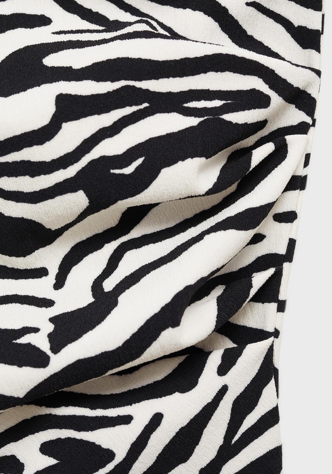 Mango Zebra Print Draped Sleeveless T-Shirt - Black 7 Shaws Department Stores