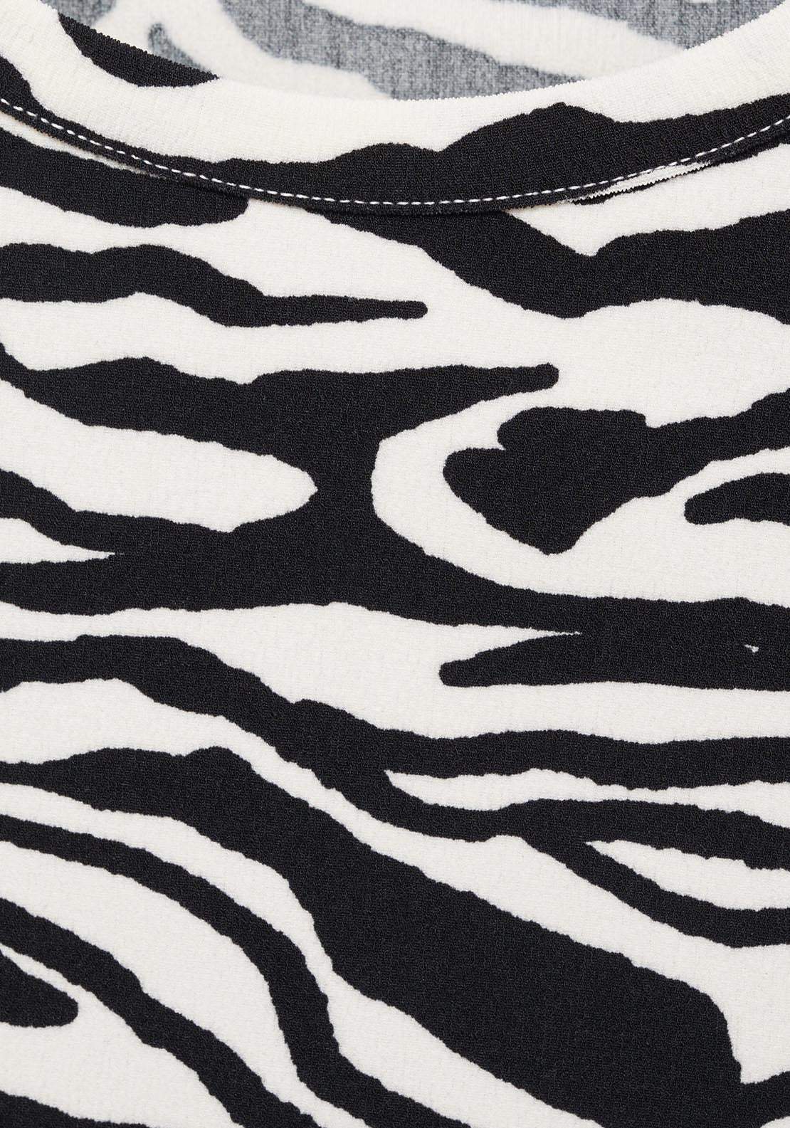 Mango Zebra Print Draped Sleeveless T-Shirt - Black 4 Shaws Department Stores