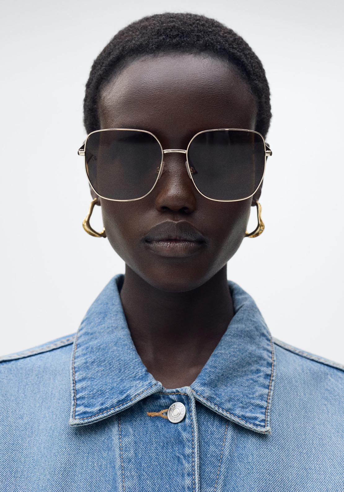 Mango Oversized denim jacket with pockets - Open Blue 4 Shaws Department Stores