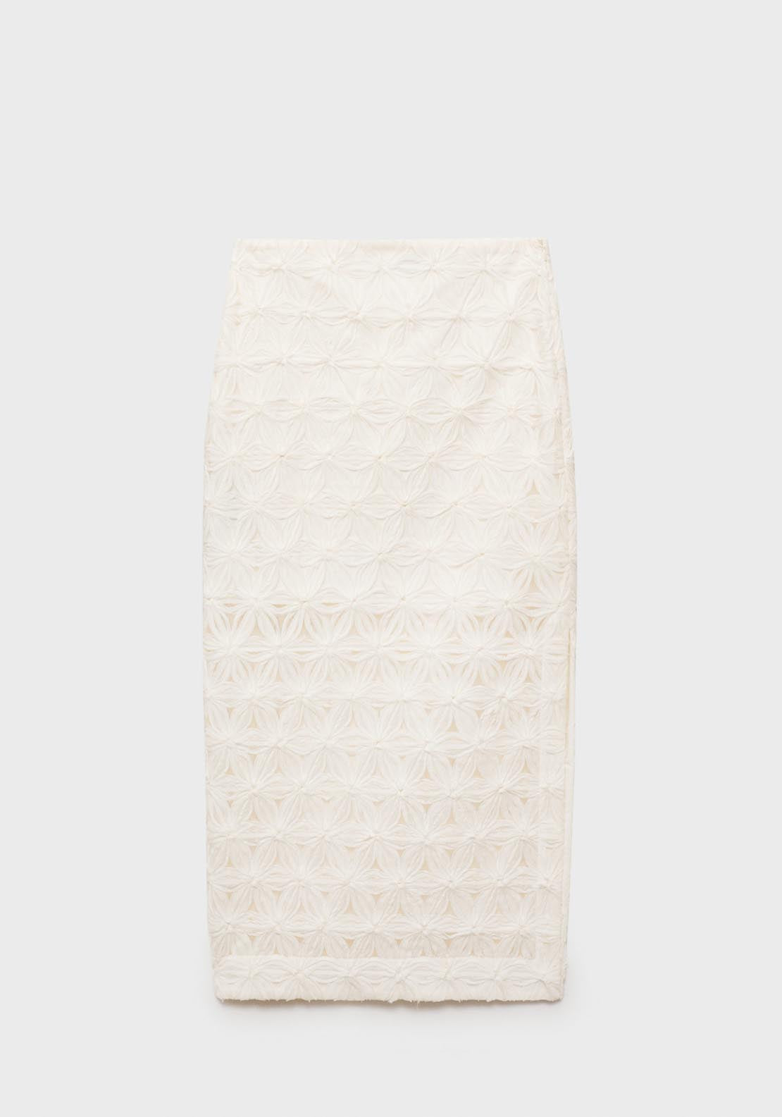 Mango Openwork Textured Floral Skirt - Light Beige 7 Shaws Department Stores