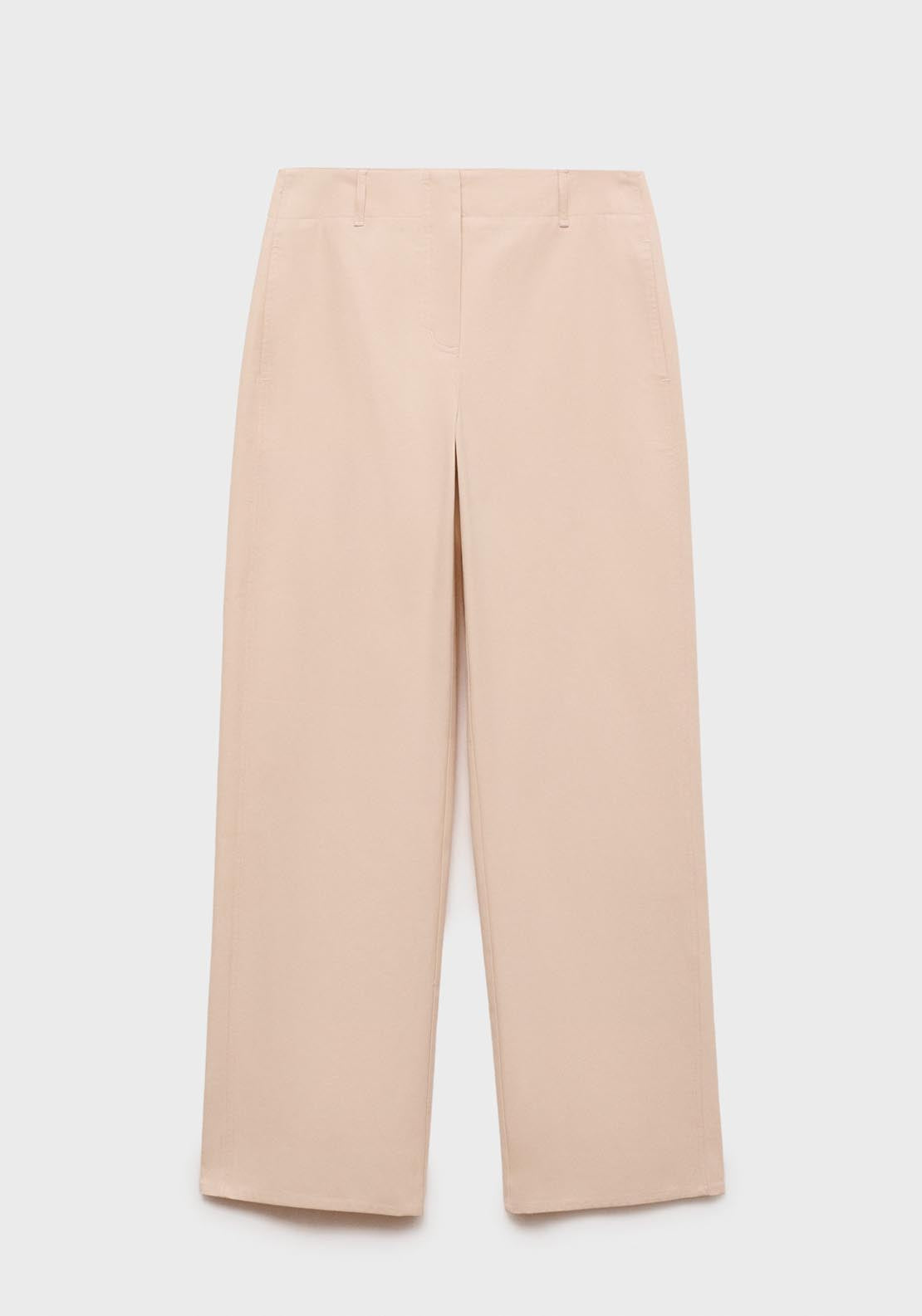 Mango Mid Rise Straight Fit Trousers - Light Beige 8 Shaws Department Stores