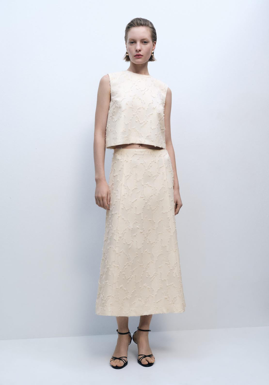 Mango Textured Crop Top - Beige 1 Shaws Department Stores