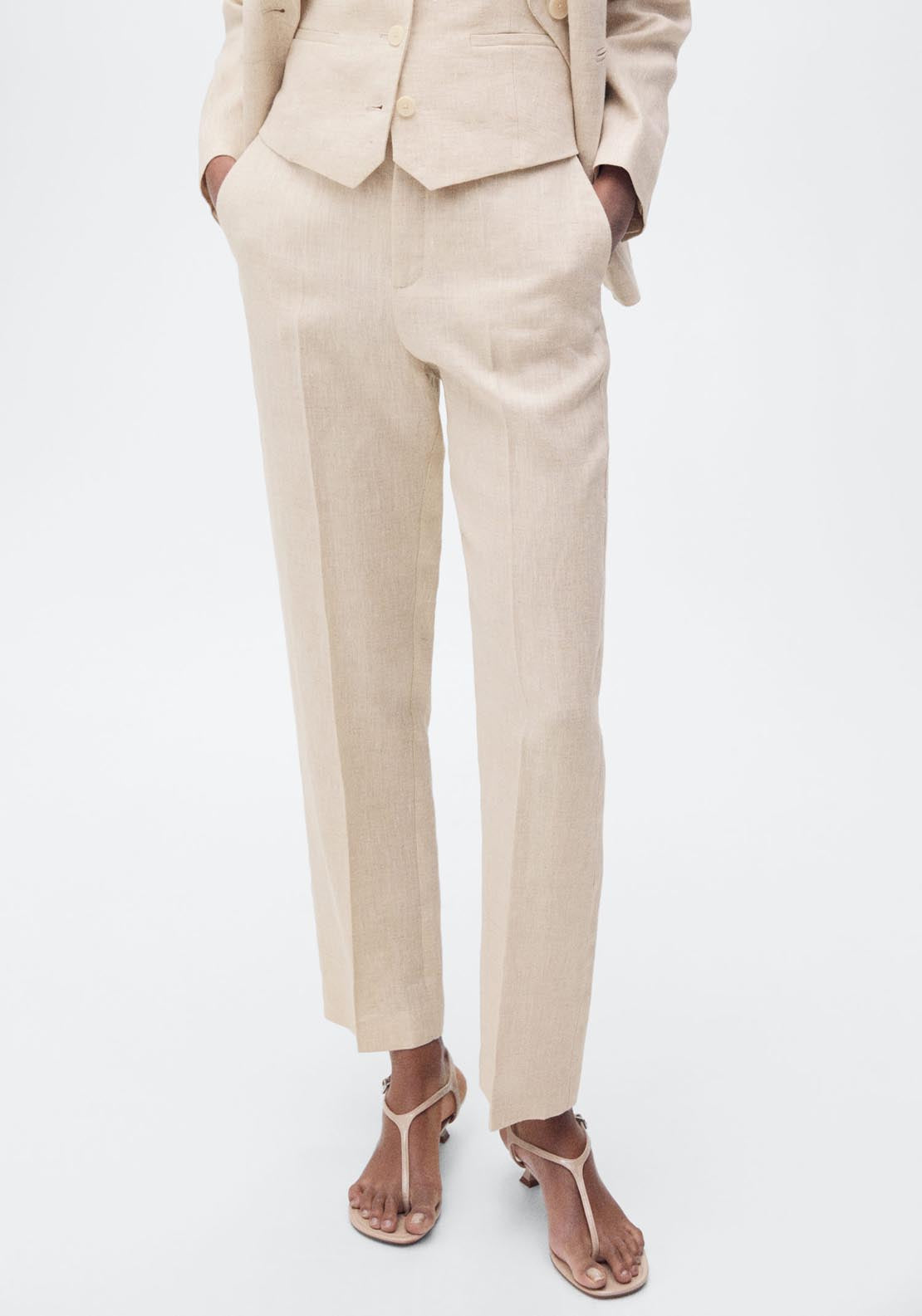 Mango Linen Suit Trousers - Light/pastel Gray 1 Shaws Department Stores