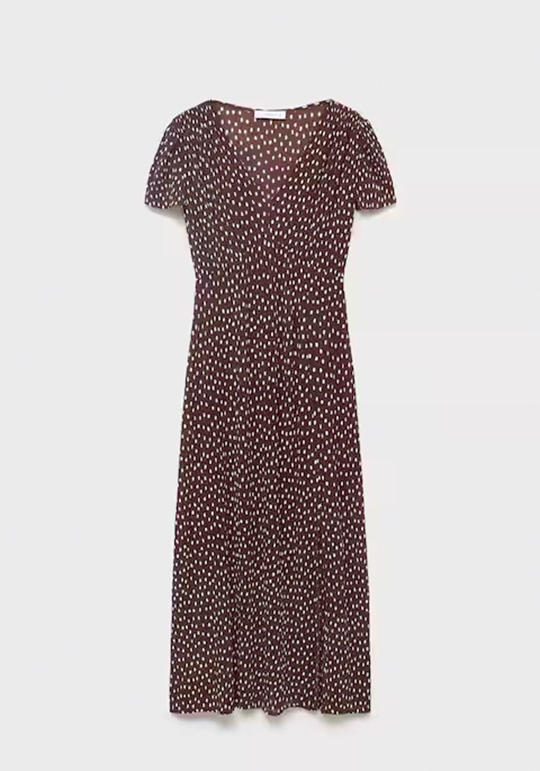 Mango Printed Midi Dress - Brown 4 Shaws Department Stores