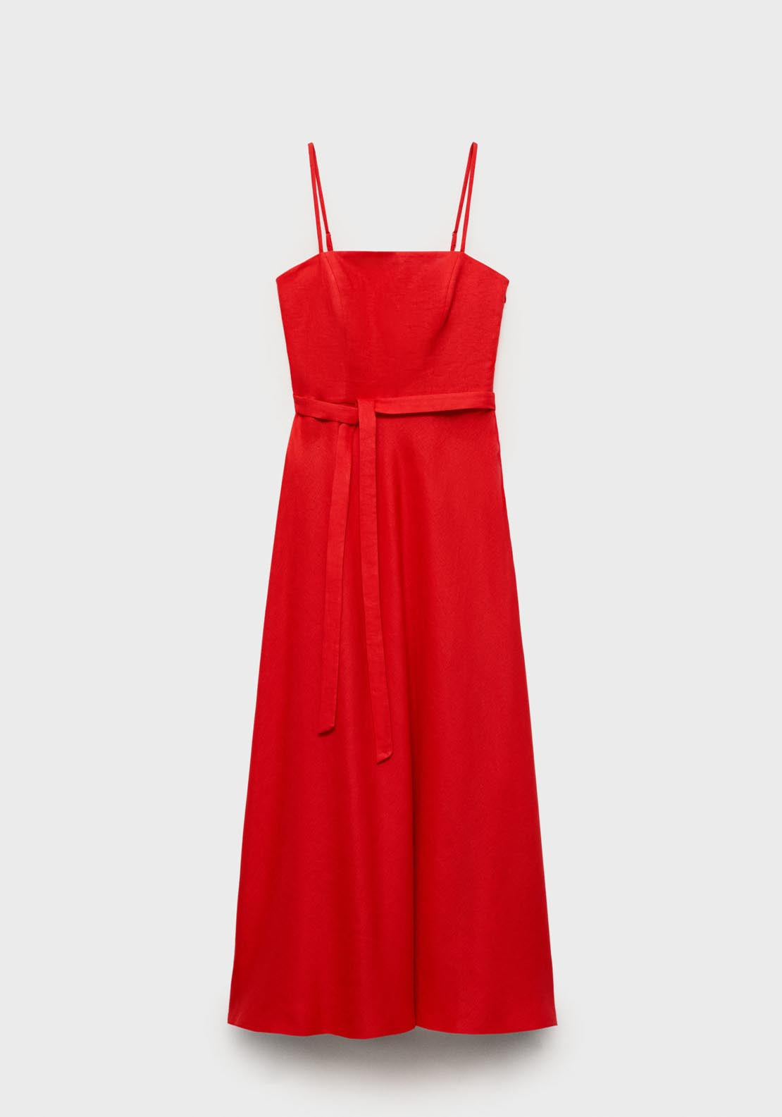 Mango Bow Linen Blend Dress - Red 5 Shaws Department Stores