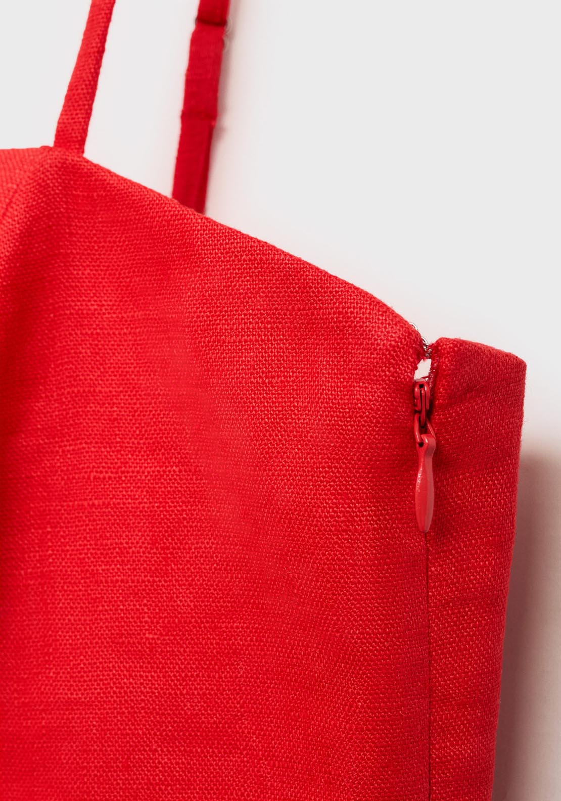 Mango Bow Linen Blend Dress - Red 6 Shaws Department Stores