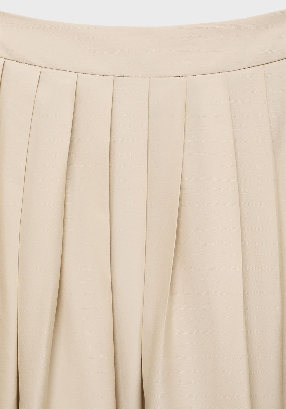 Mango Flared Skirt With Pleated Detail - Light Beige 6 Shaws Department Stores