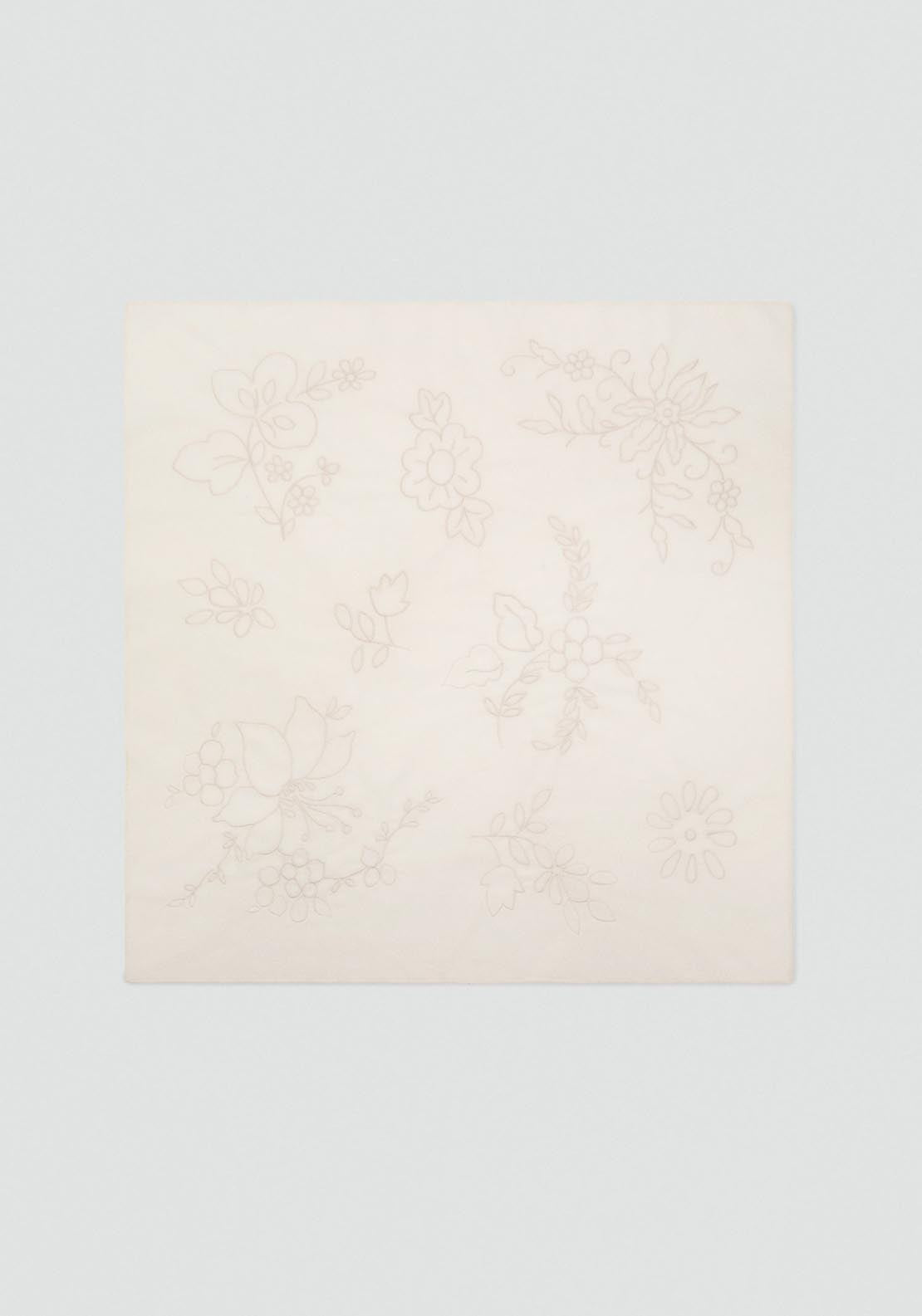 Mango Embroidered Floral Handkerchief - Light Beige 3 Shaws Department Stores