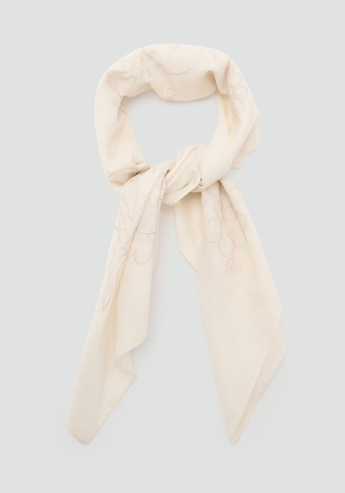 Mango Embroidered Floral Handkerchief - Light Beige 1 Shaws Department Stores