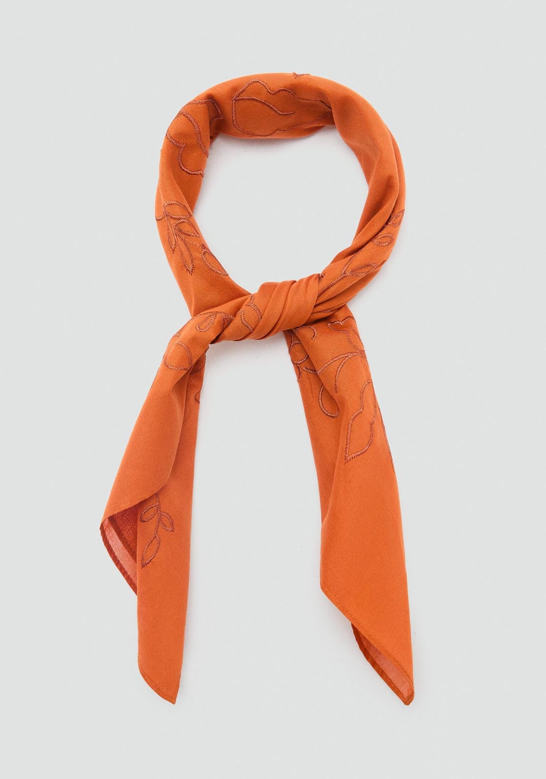 Mango Embroidered Floral Handkerchief - Medium Orange 1 Shaws Department Stores