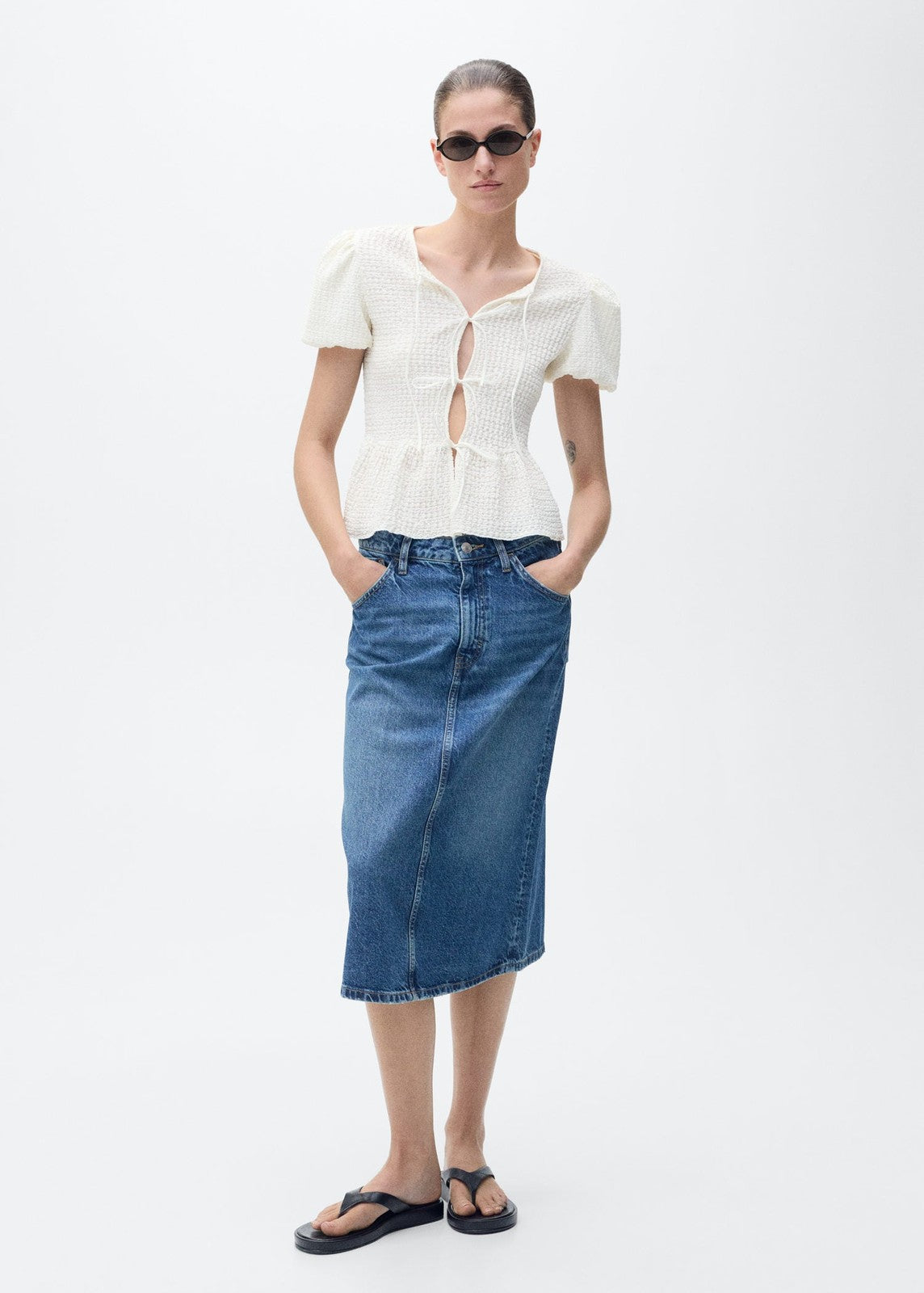 Mango Blouse Benita - Light Beige 2 Shaws Department Stores