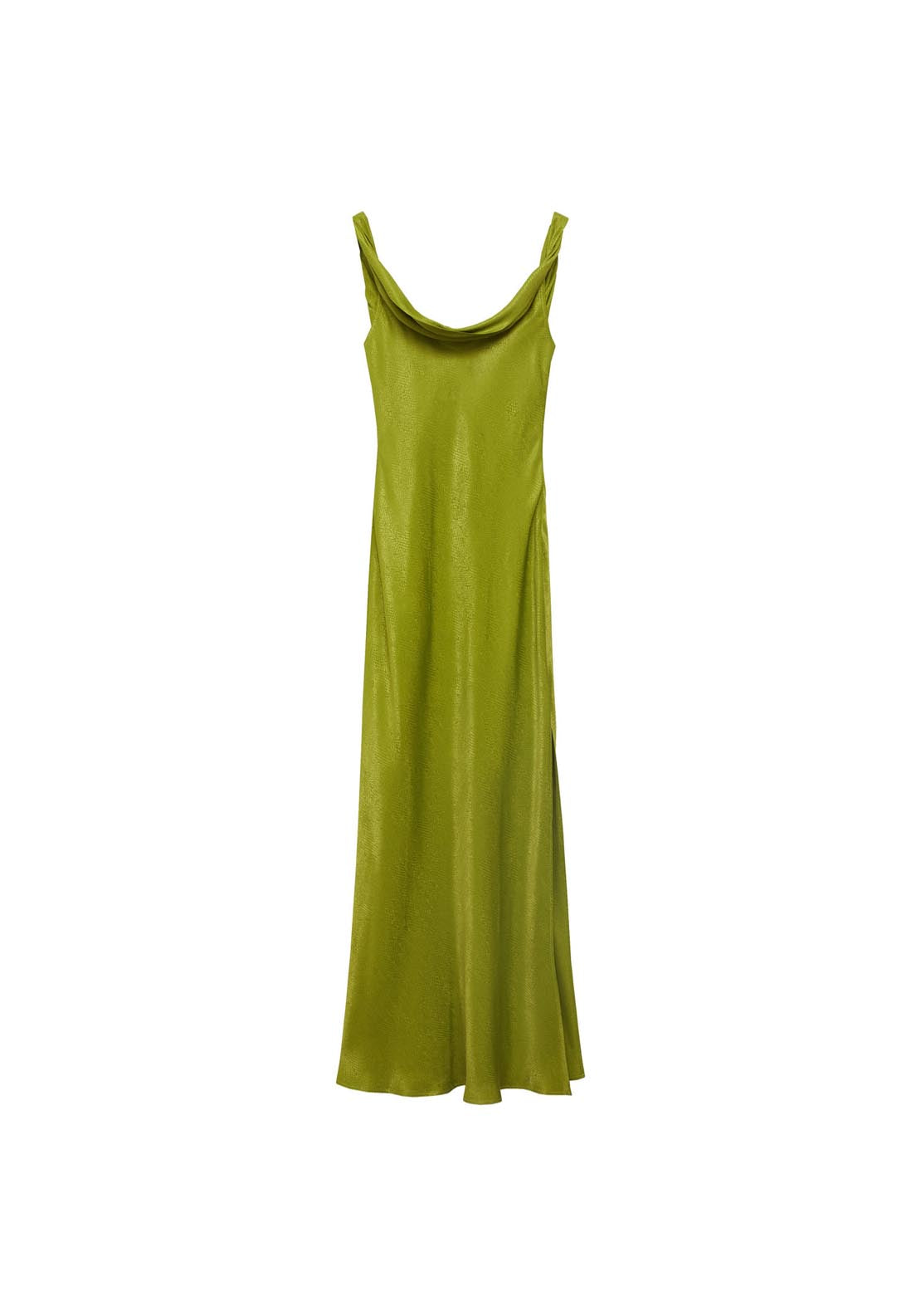 Mango Textured Dress With Draped Neckline - Green 8 Shaws Department Stores