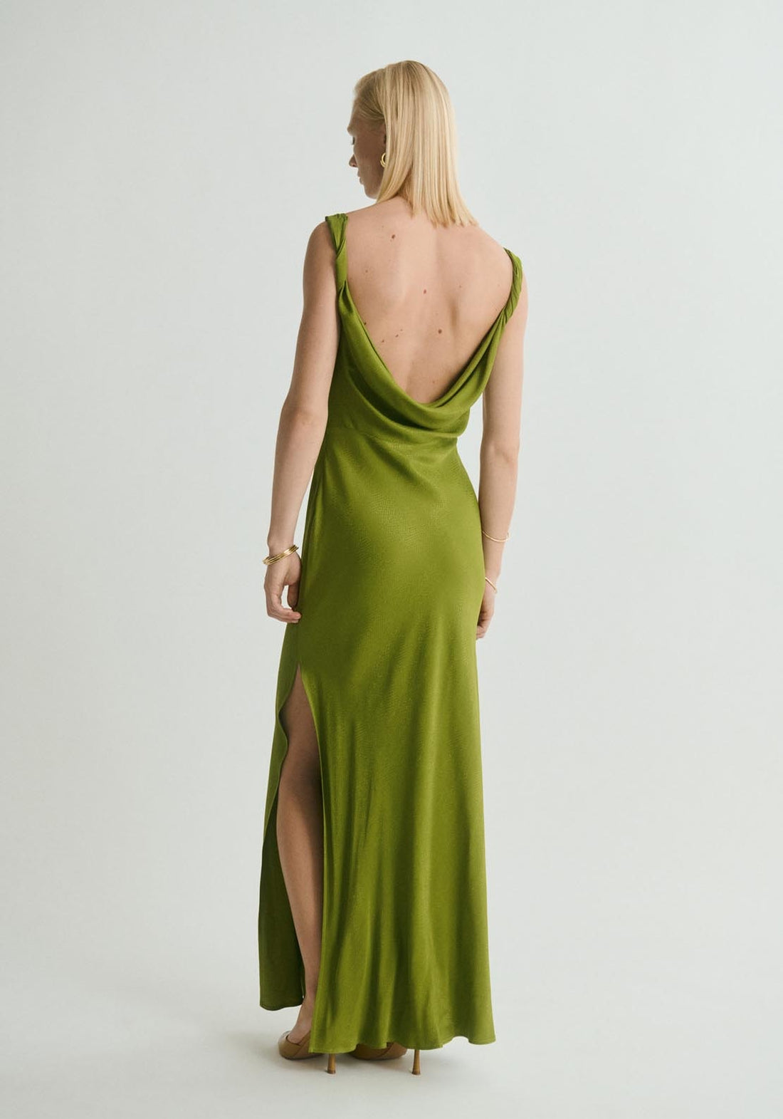Textured Dress With Draped Neckline