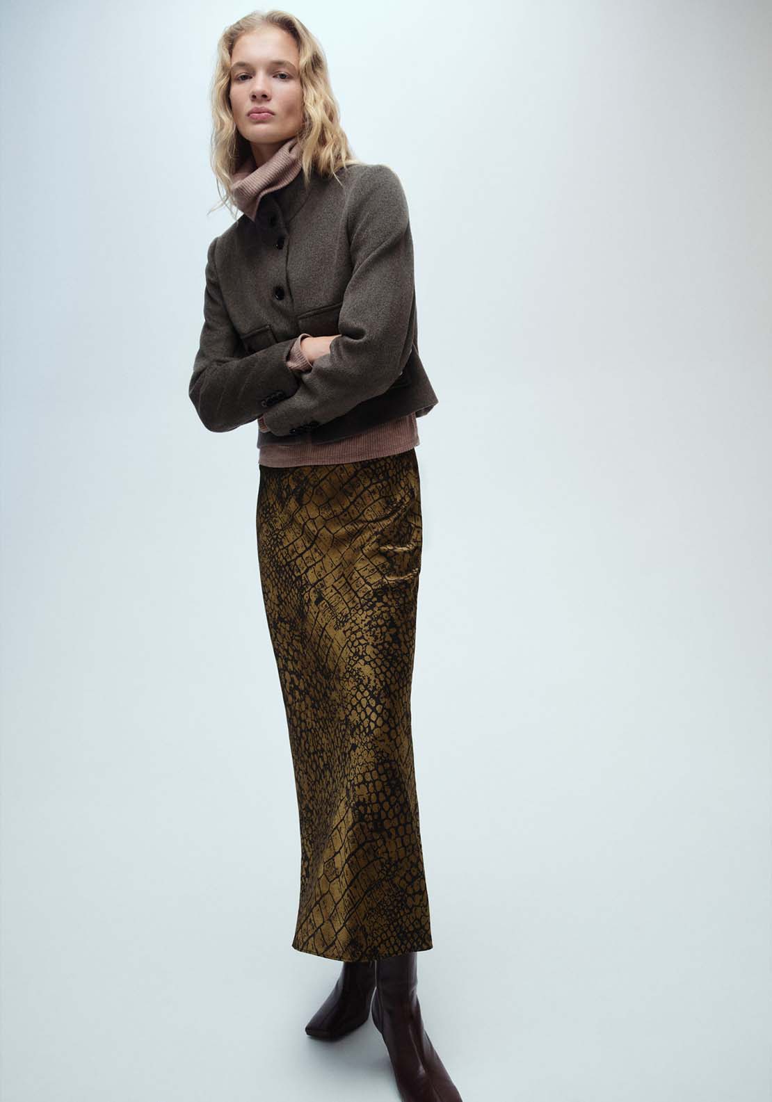Mango Coco print flared skirt - Brown 3 Shaws Department Stores