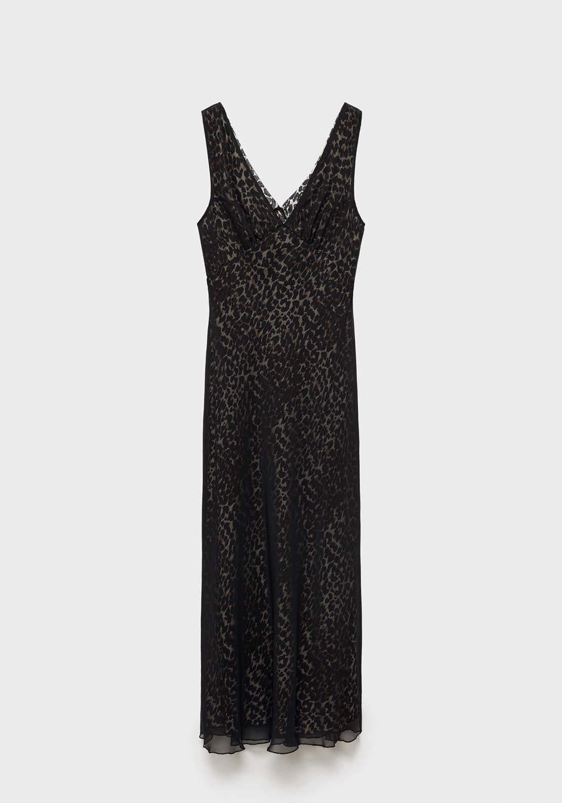 Mango Leopard V-neck dress - Black 8 Shaws Department Stores