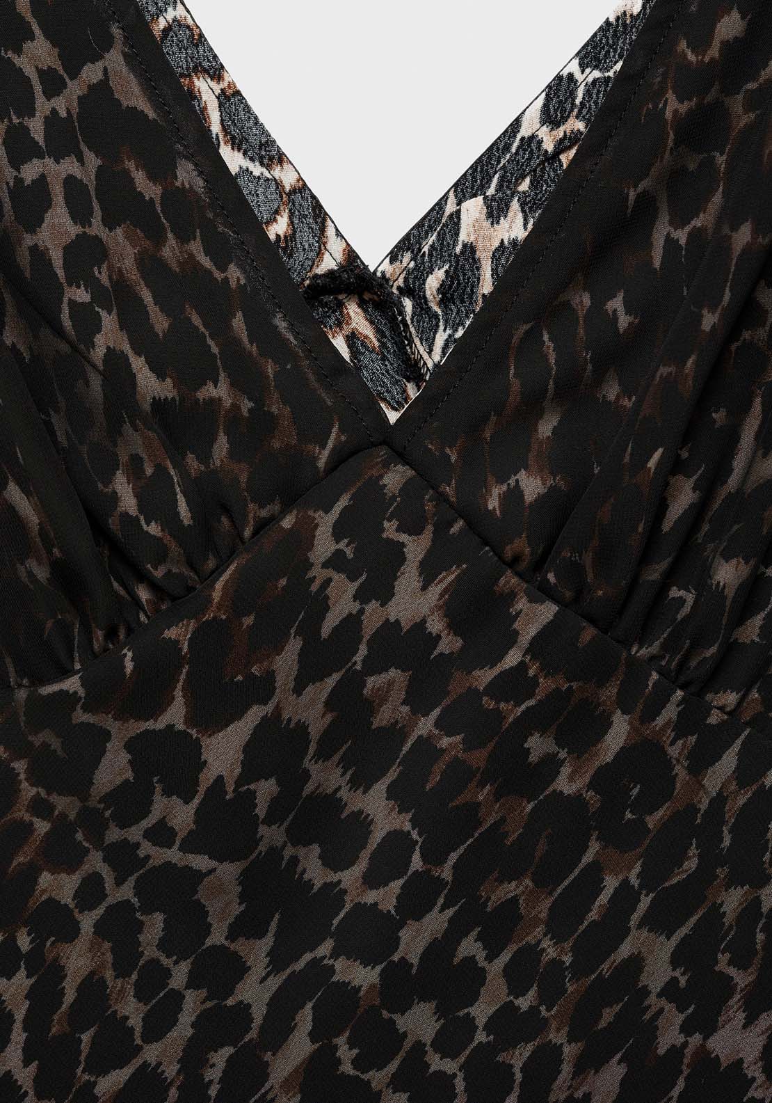 Mango Leopard V-neck dress - Black 6 Shaws Department Stores