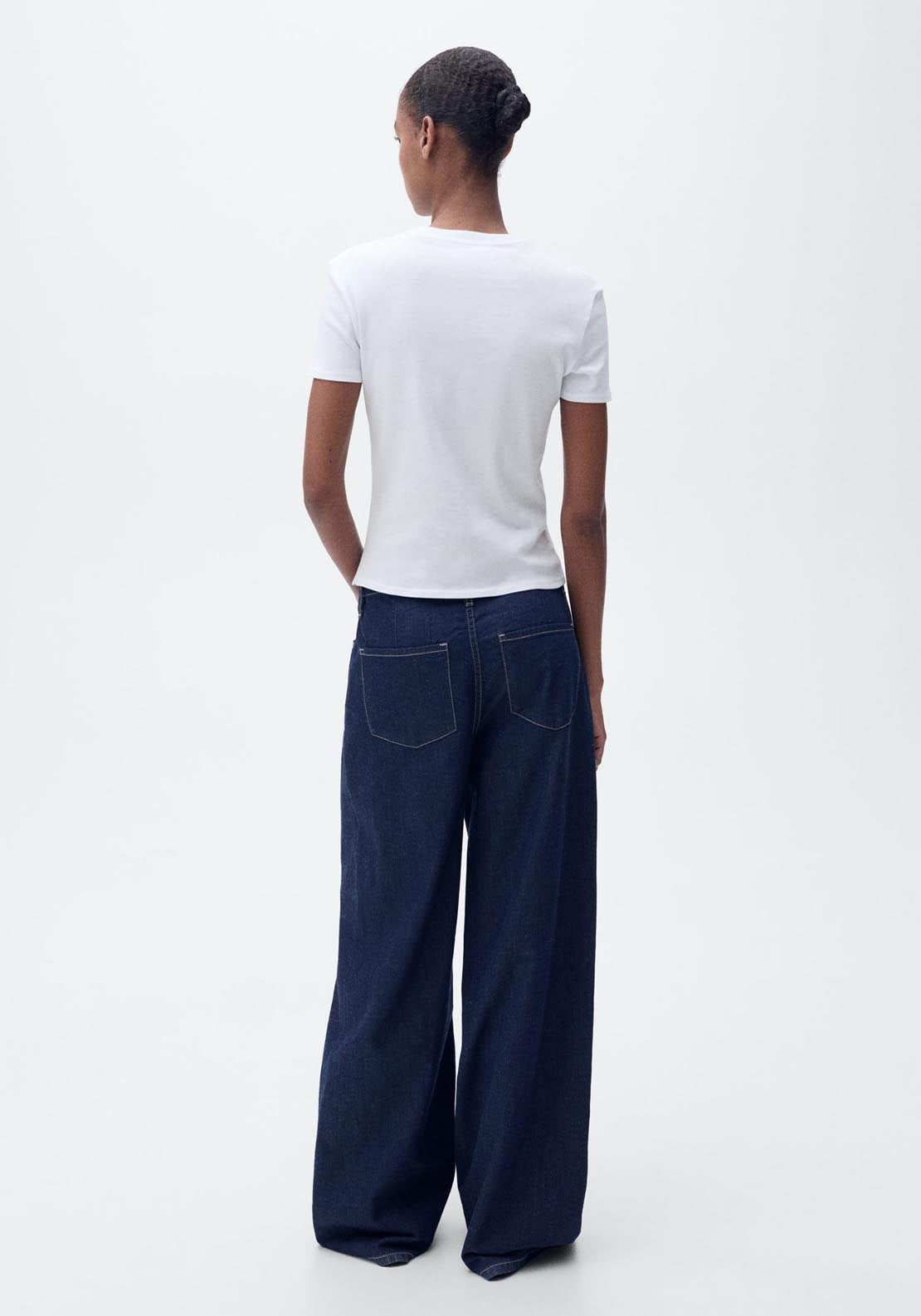 Mango Short Sleeve Fitted T-Shirt - White 2 Shaws Department Stores