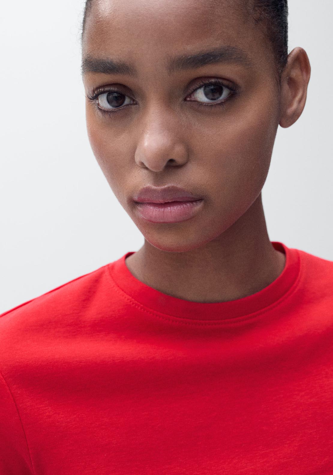 Mango Short Sleeve Fitted T-Shirt - Red 3 Shaws Department Stores