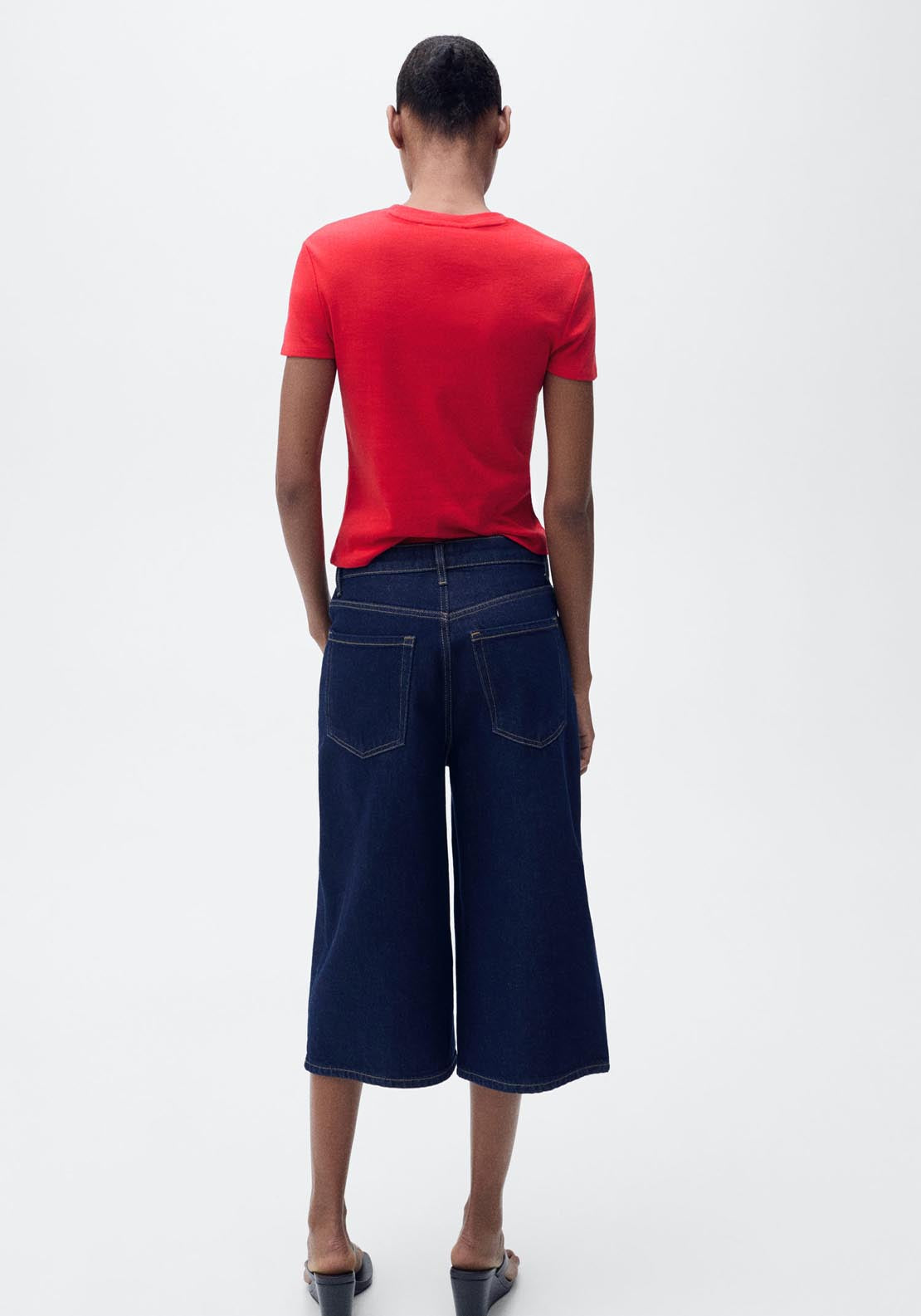 Mango Short Sleeve Fitted T-Shirt - Red 2 Shaws Department Stores