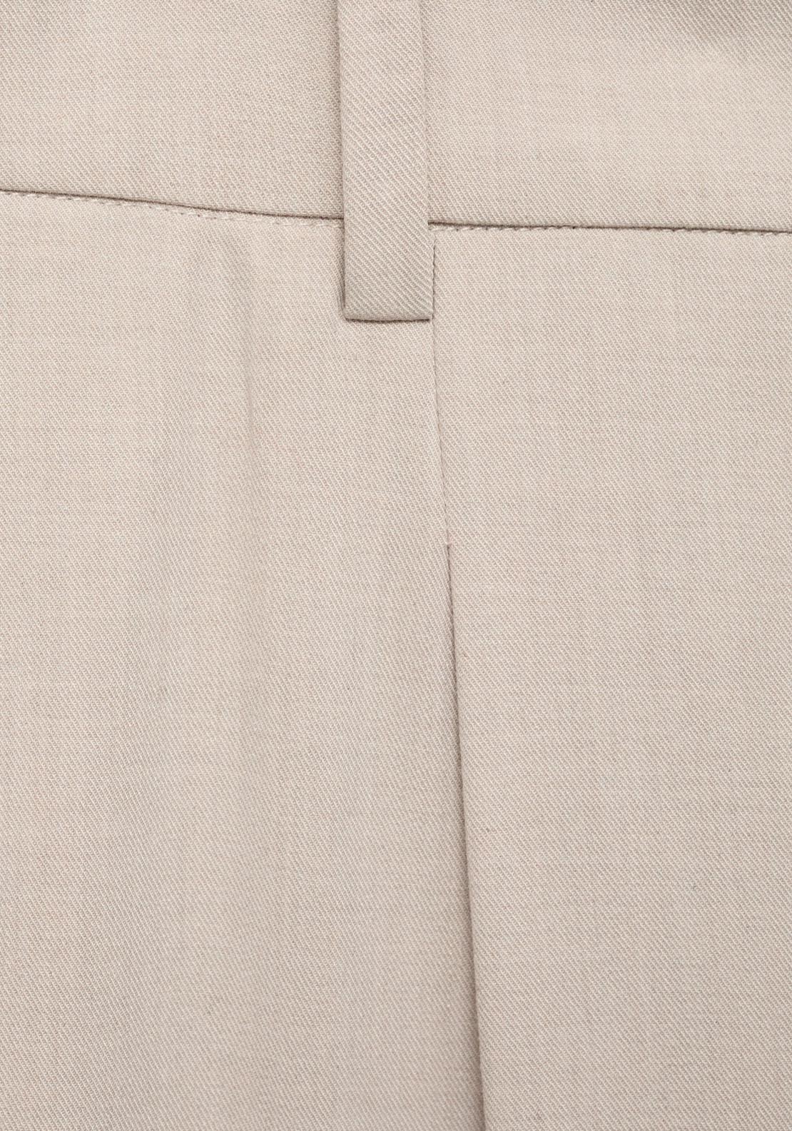 Mango Straight Fit Pleated Trousers - Light Beige 7 Shaws Department Stores